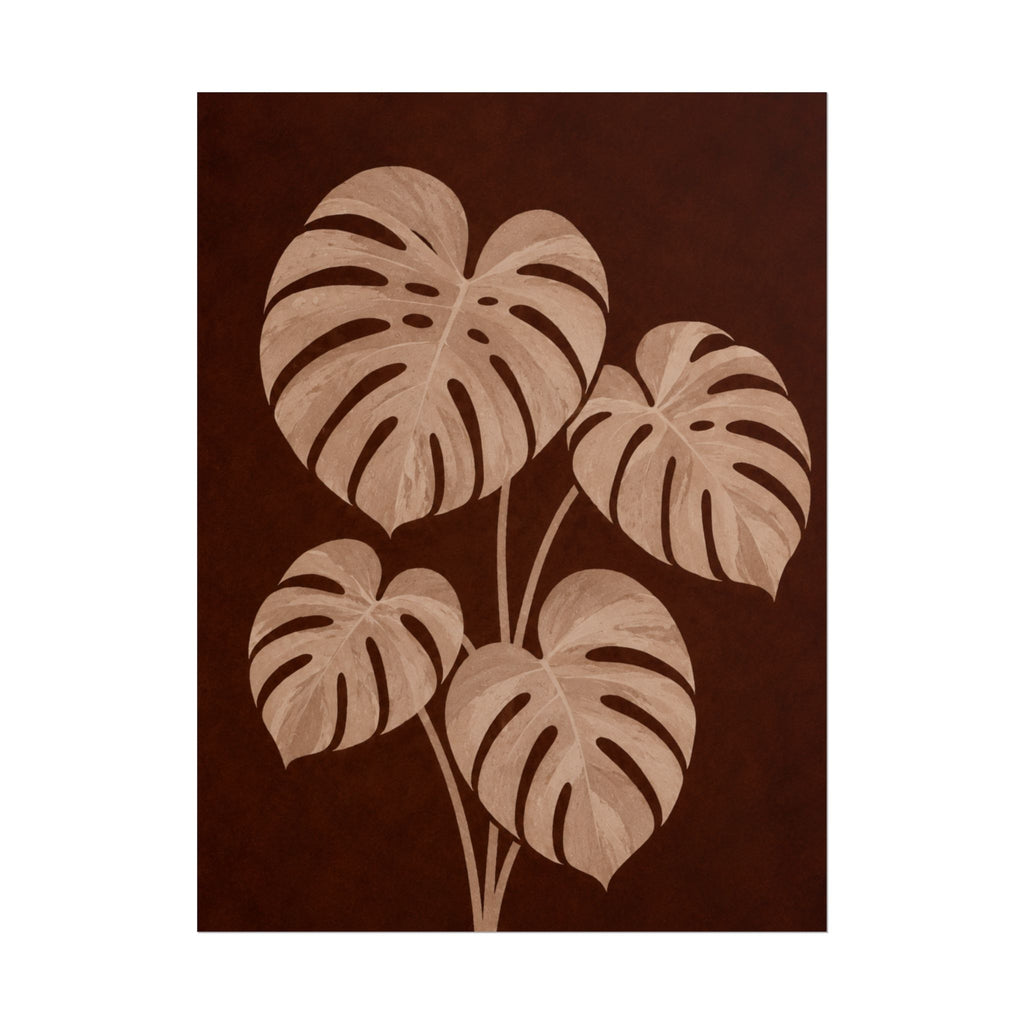 Brown Monstera Print