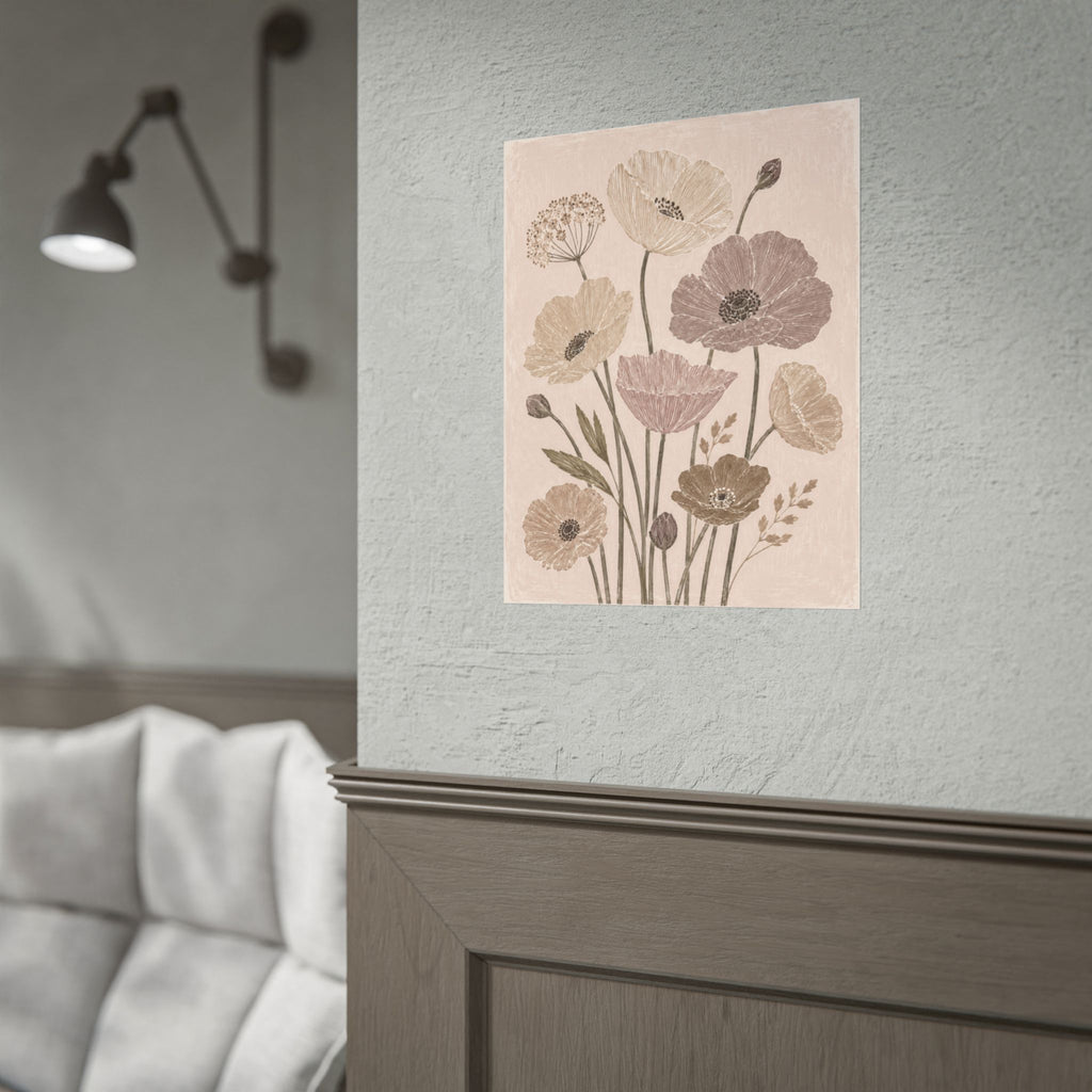 Neutral Poppy Meadow Print