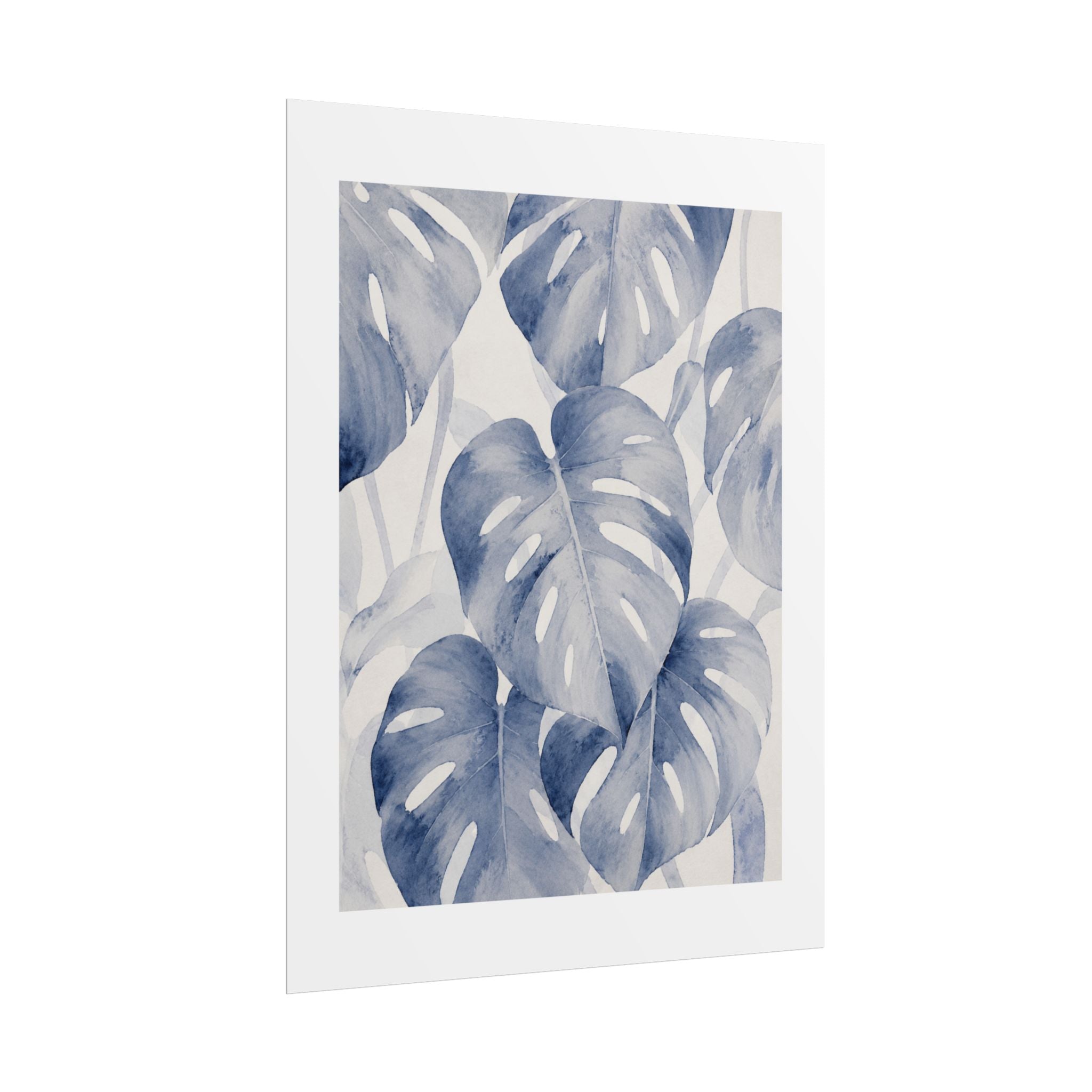 Blue Tropical Leaf Print