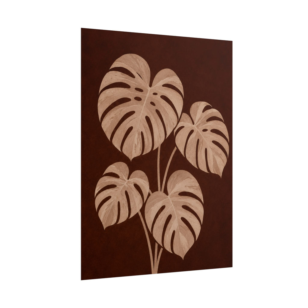 Brown Monstera Print