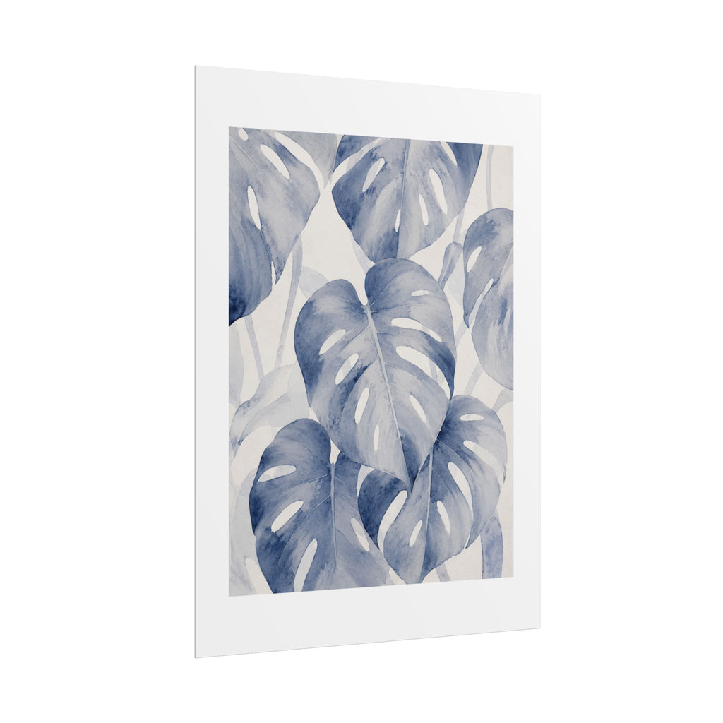 Blue Tropical Leaf Print