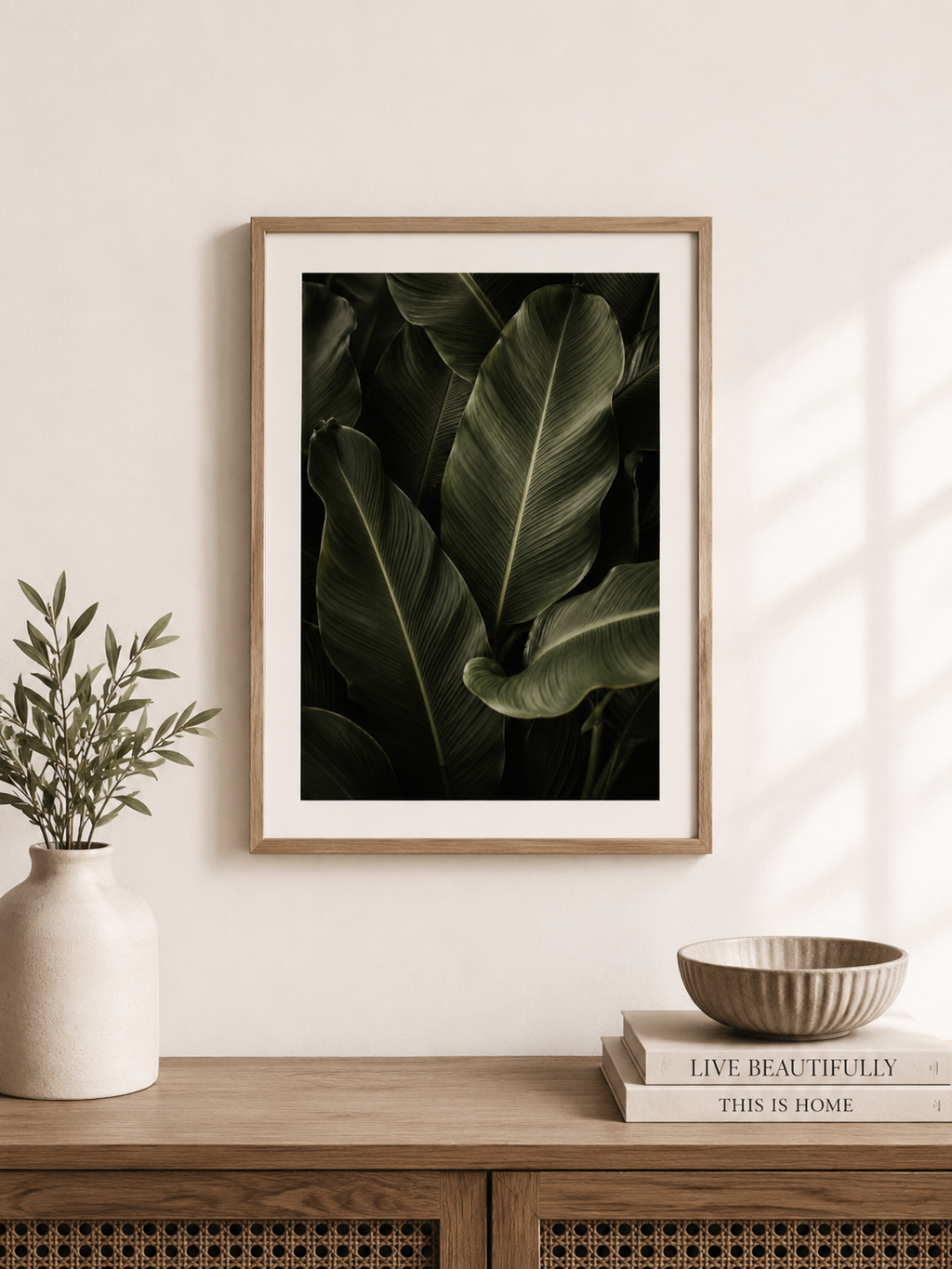 Dark Banana Leaf Print