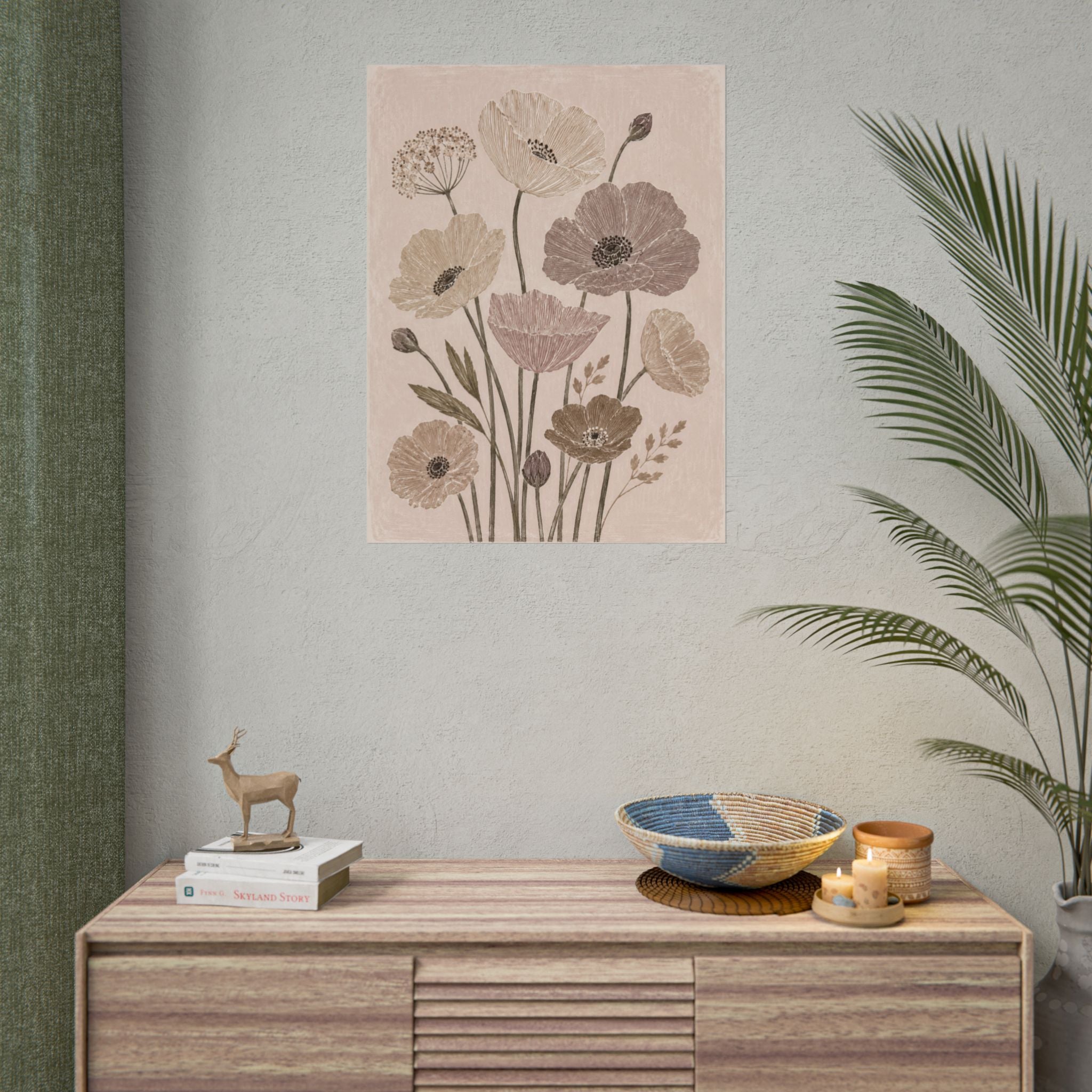 Neutral Poppy Meadow Print