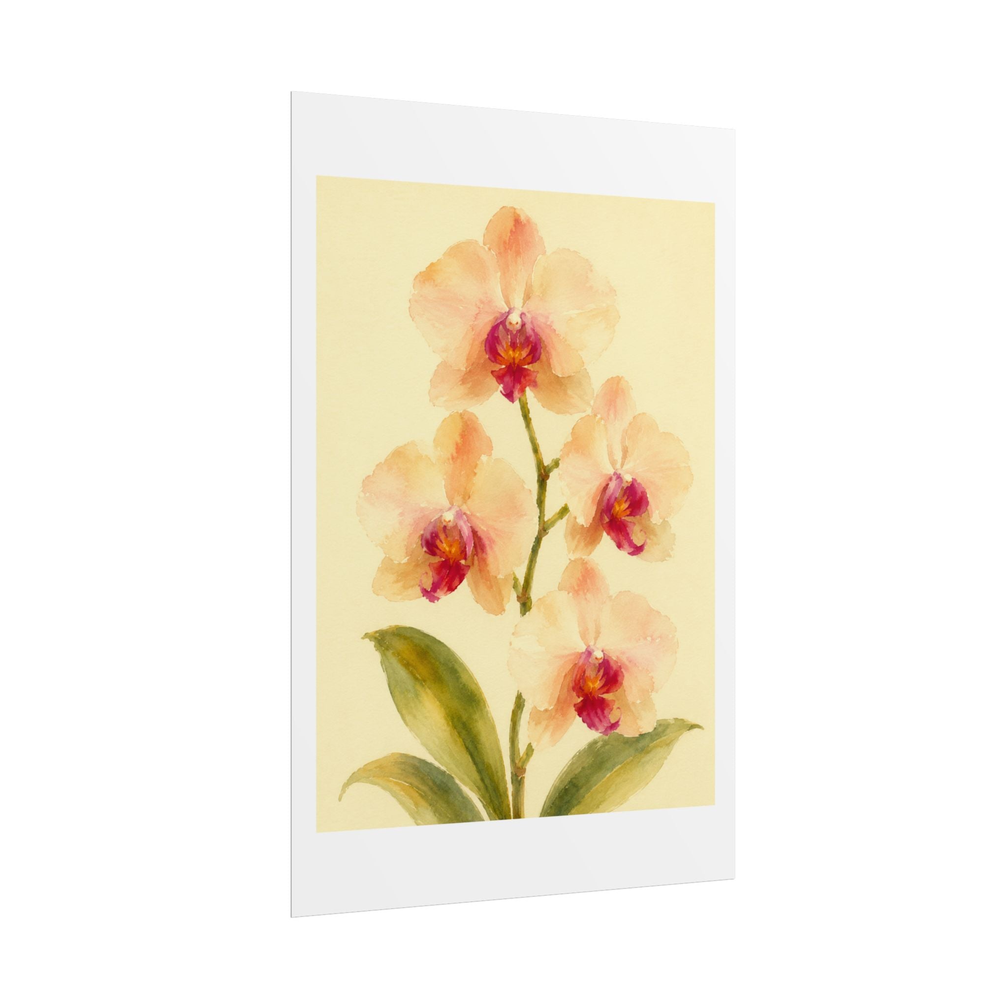 Peach Orchid Watercolor Print
