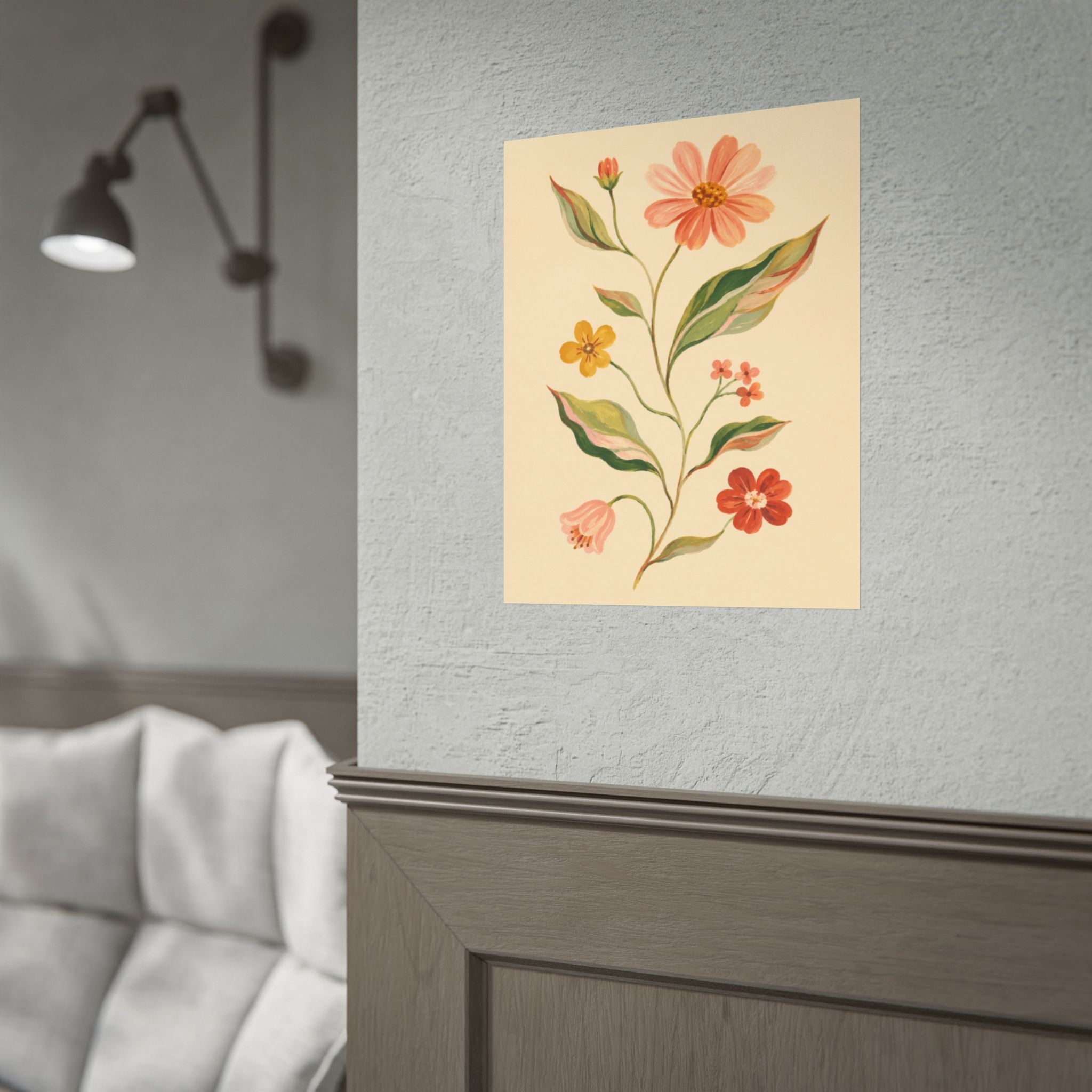 Cream Floral Stem Print
