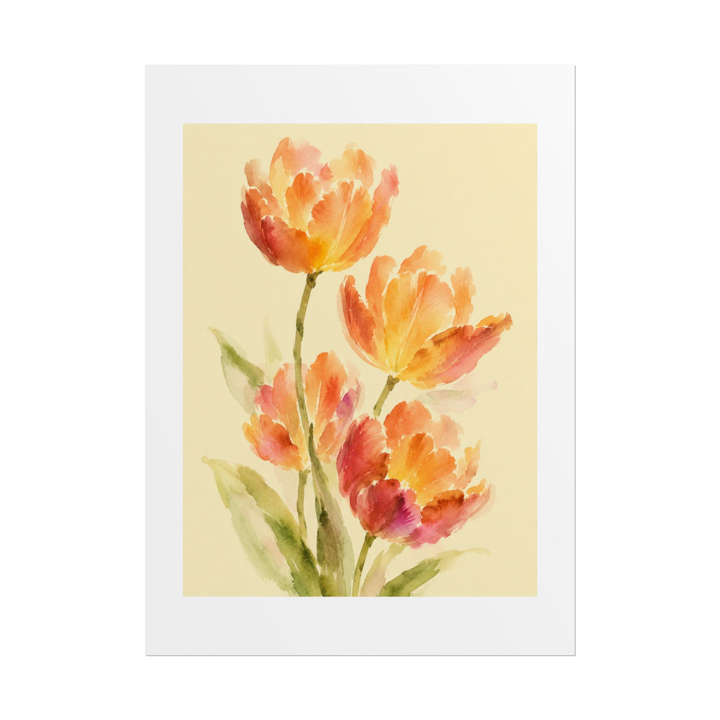 Orange Tulip Watercolor Print