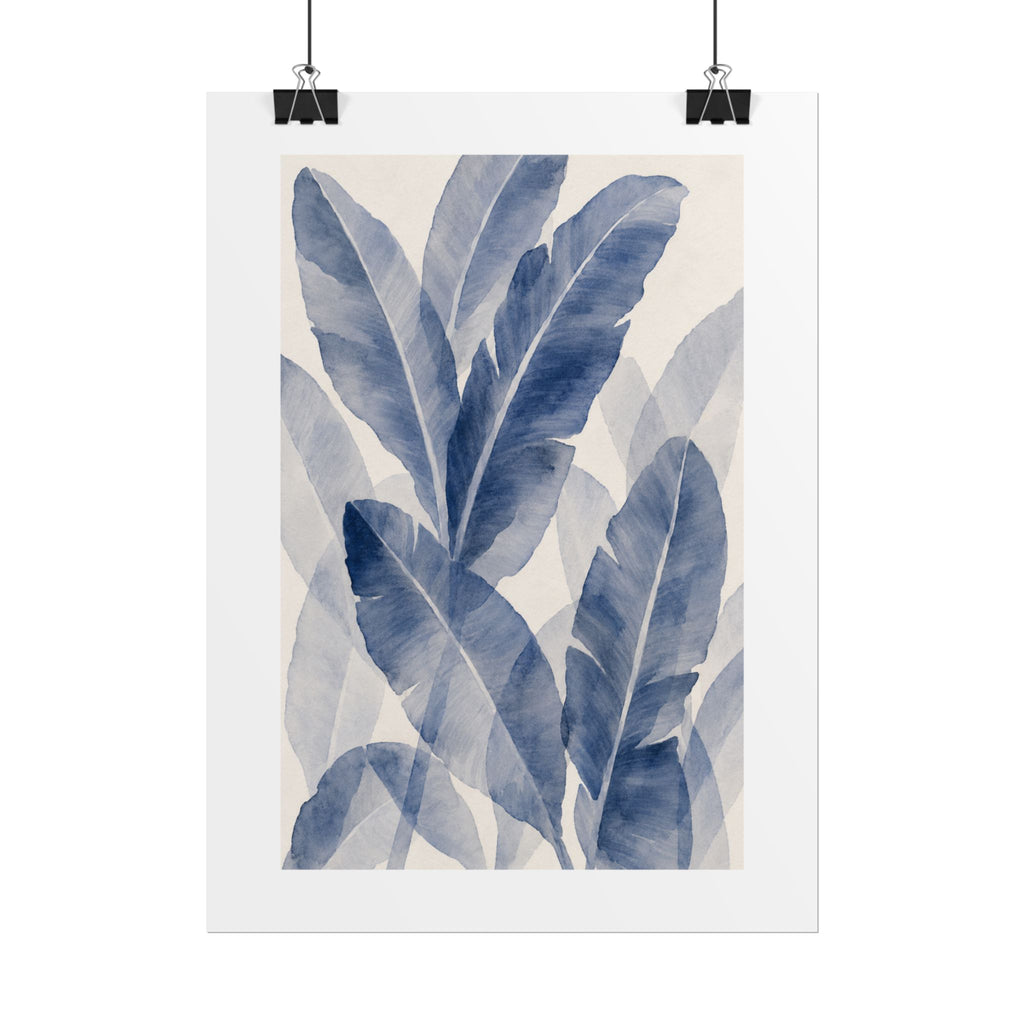 Blue Banana Leaf Print