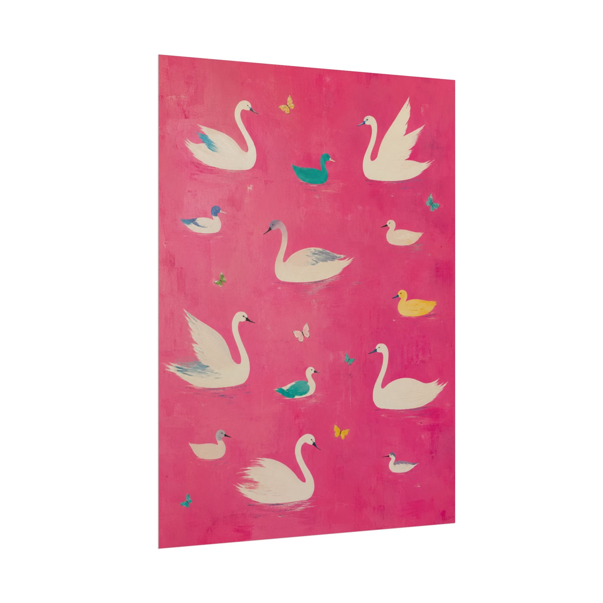 Pink Swan Pattern Print