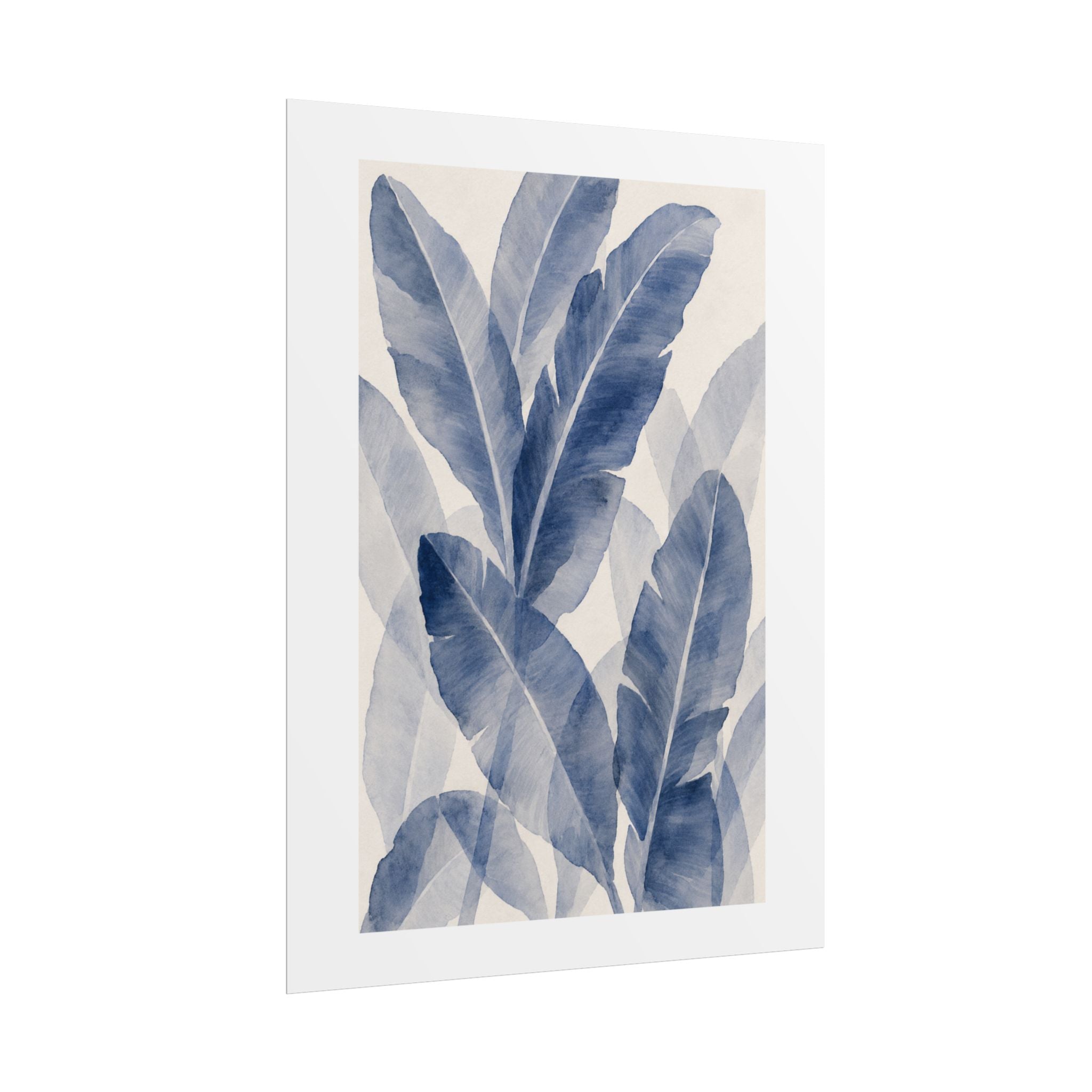 Blue Banana Leaf Print