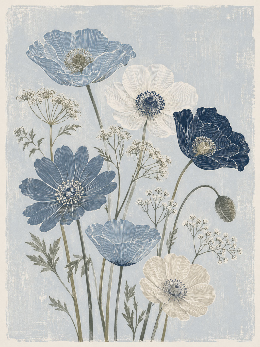 Blue Poppy Meadow Print