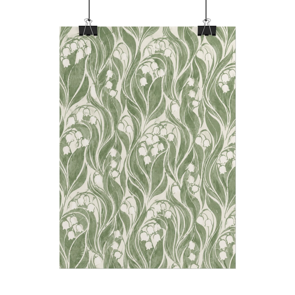 Green Lily Pattern Print