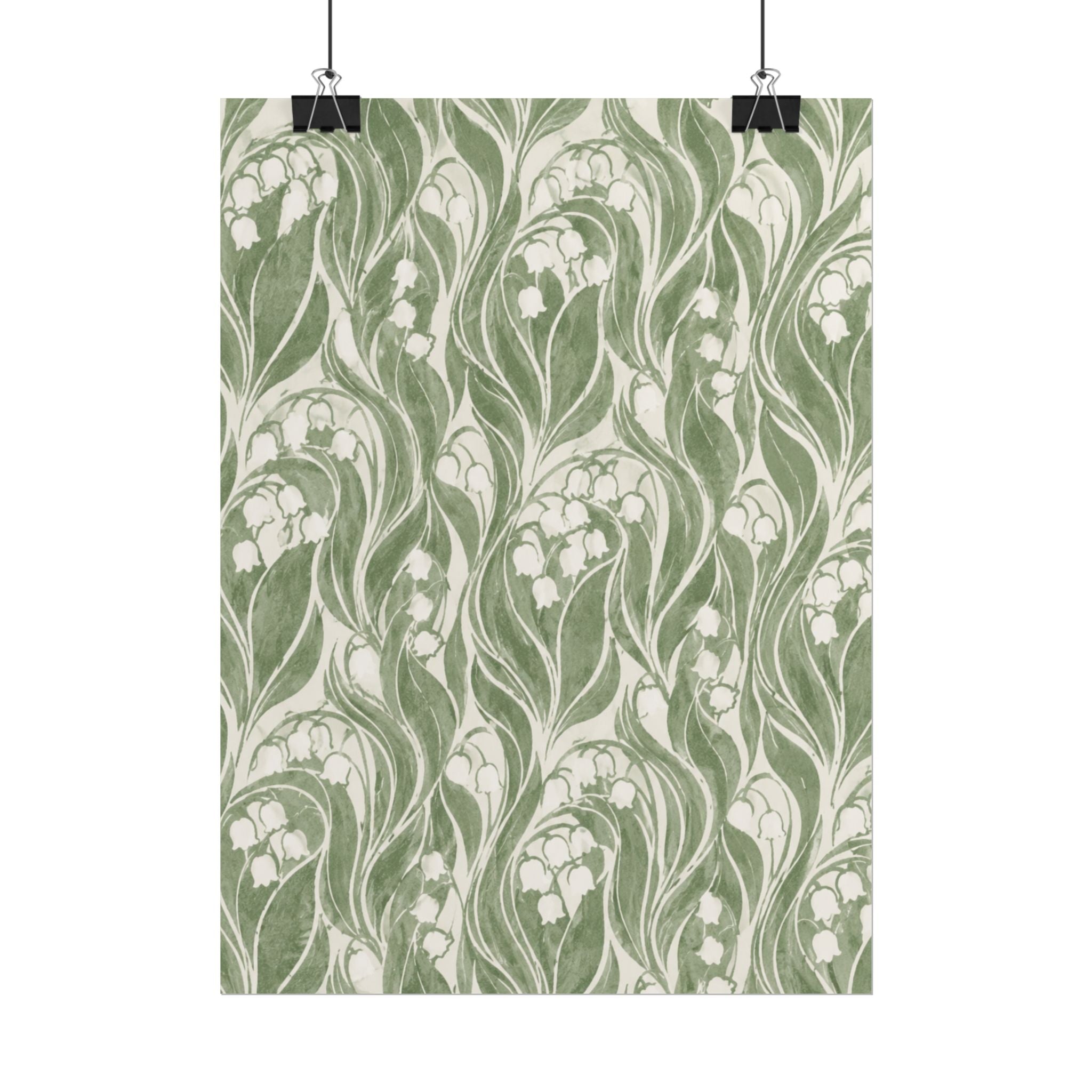 Green Lily Pattern Print