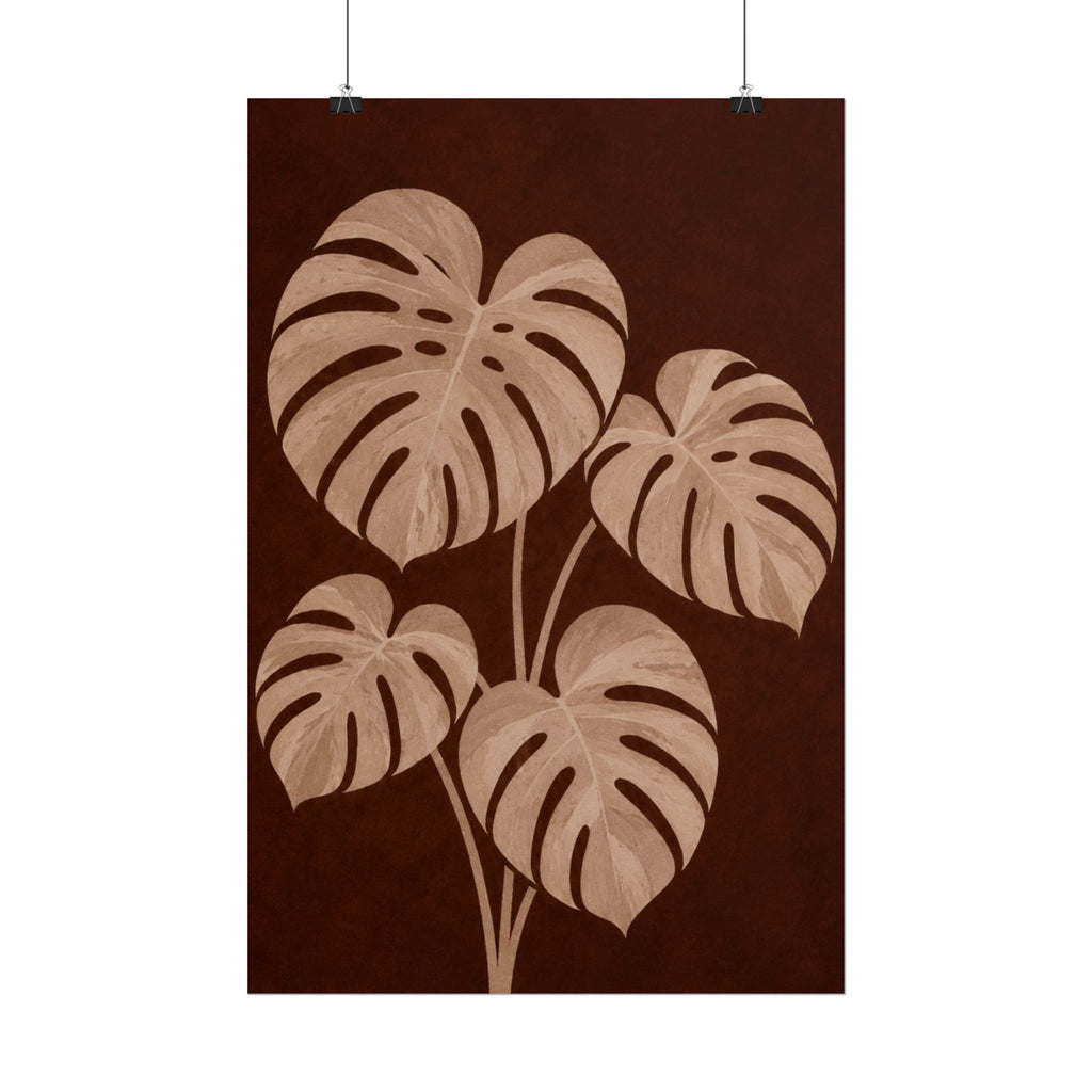 Brown Monstera Print