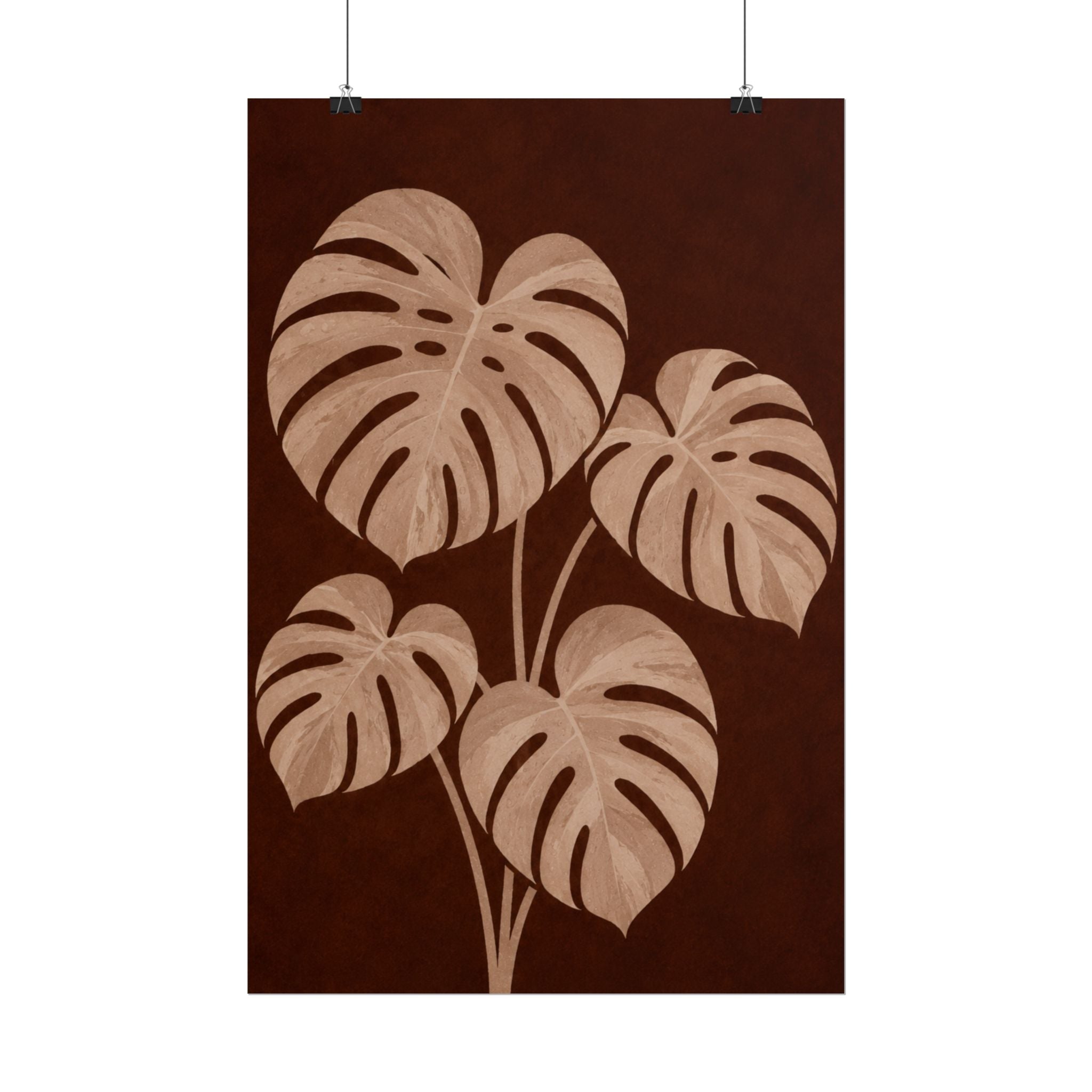 Brown Monstera Print