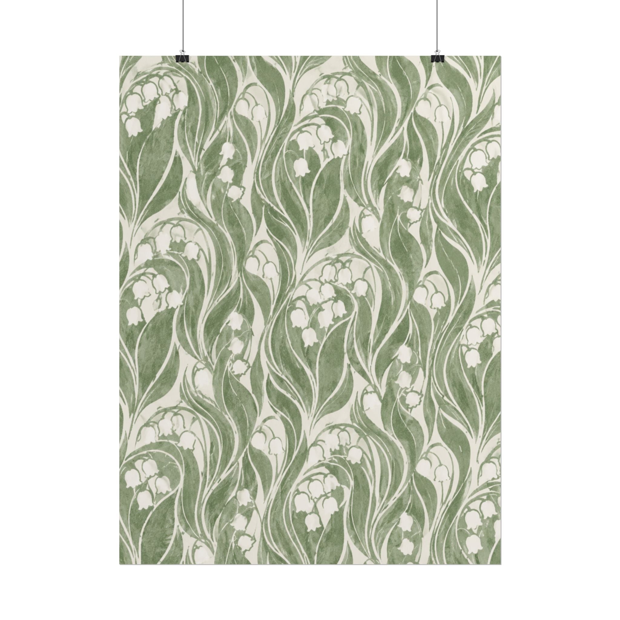 Green Lily Pattern Print