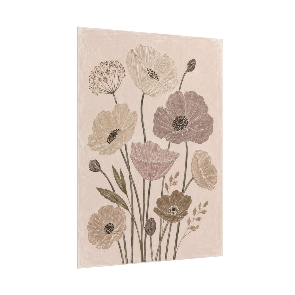 Neutral Poppy Meadow Print