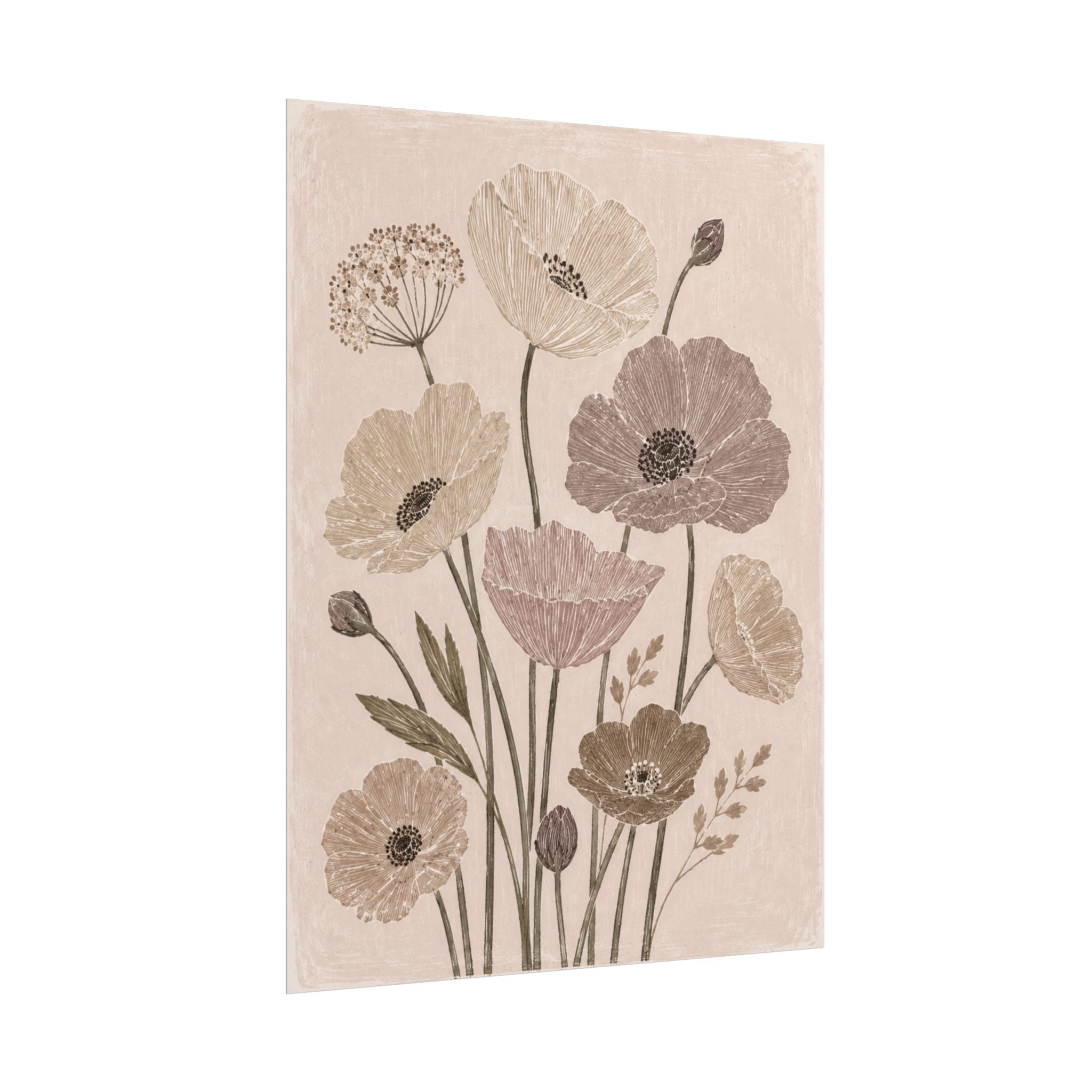 Neutral Poppy Meadow Print