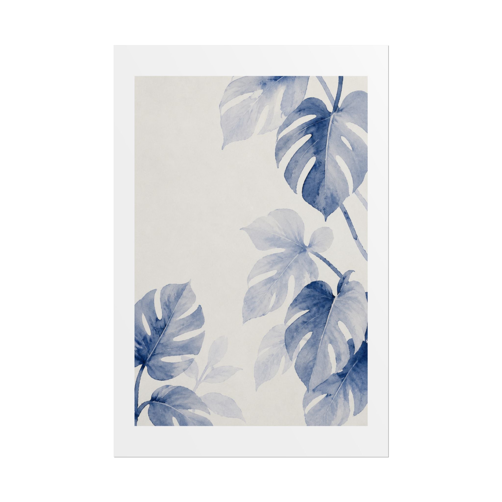 Blue Monstera Watercolor Print