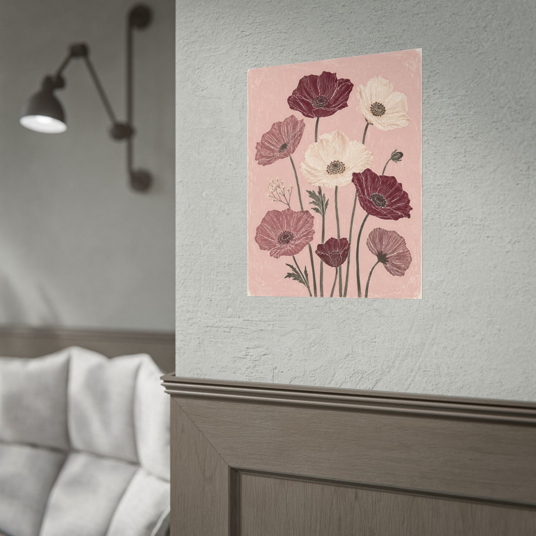 Burgundy Poppy Garden Print