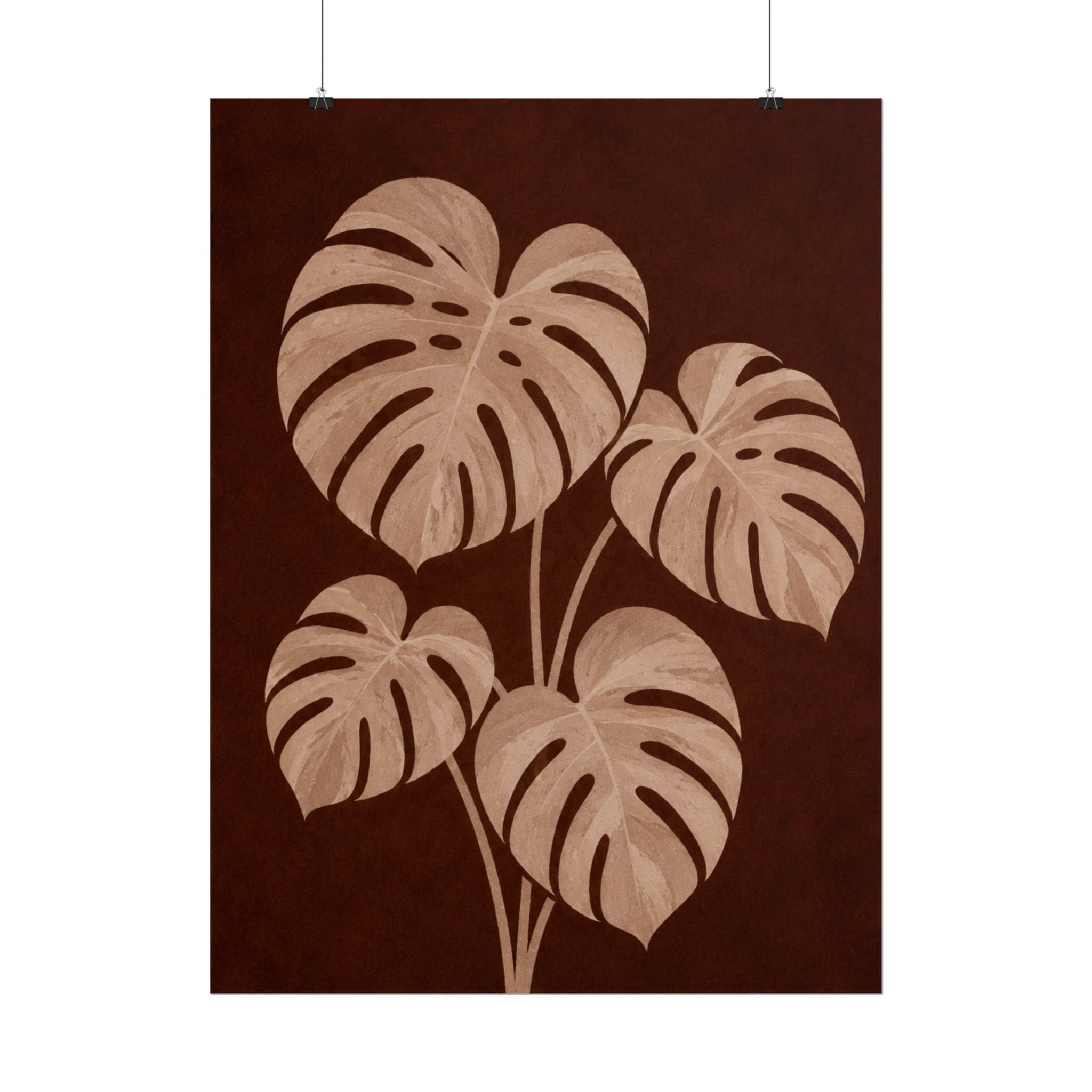 Brown Monstera Print