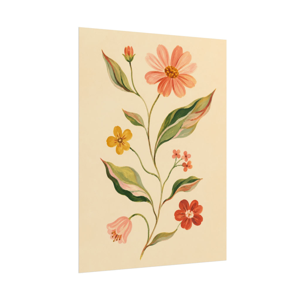 Cream Floral Stem Print