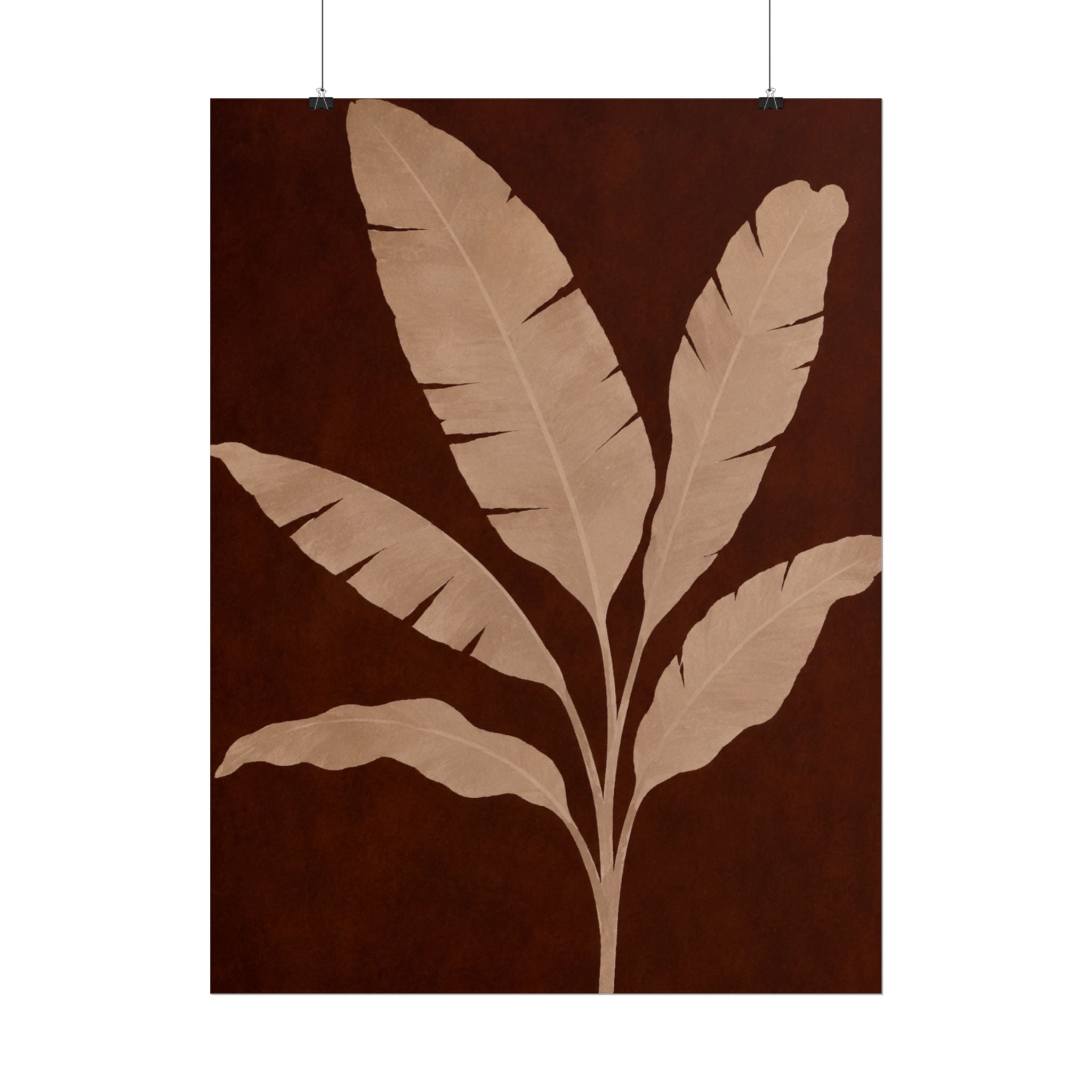 Brown Banana Leaf Print