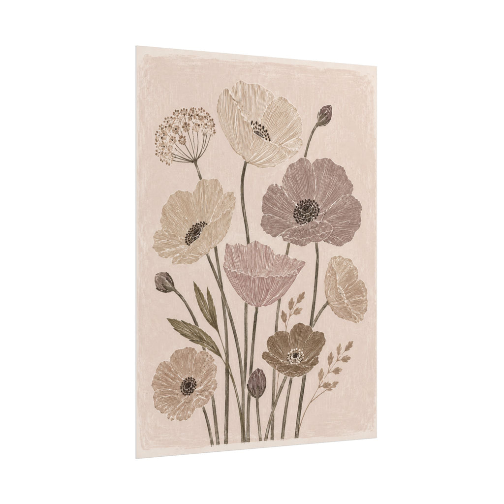 Neutral Poppy Meadow Print