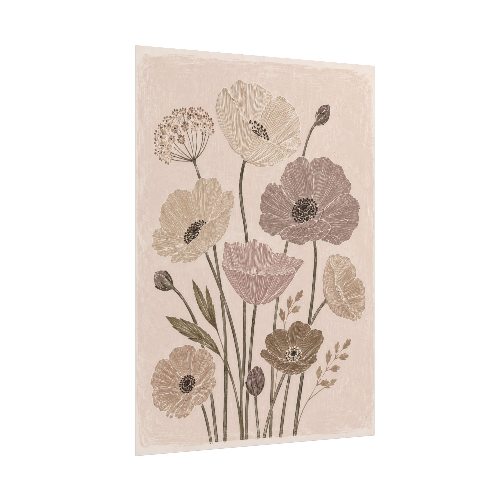 Neutral Poppy Meadow Print