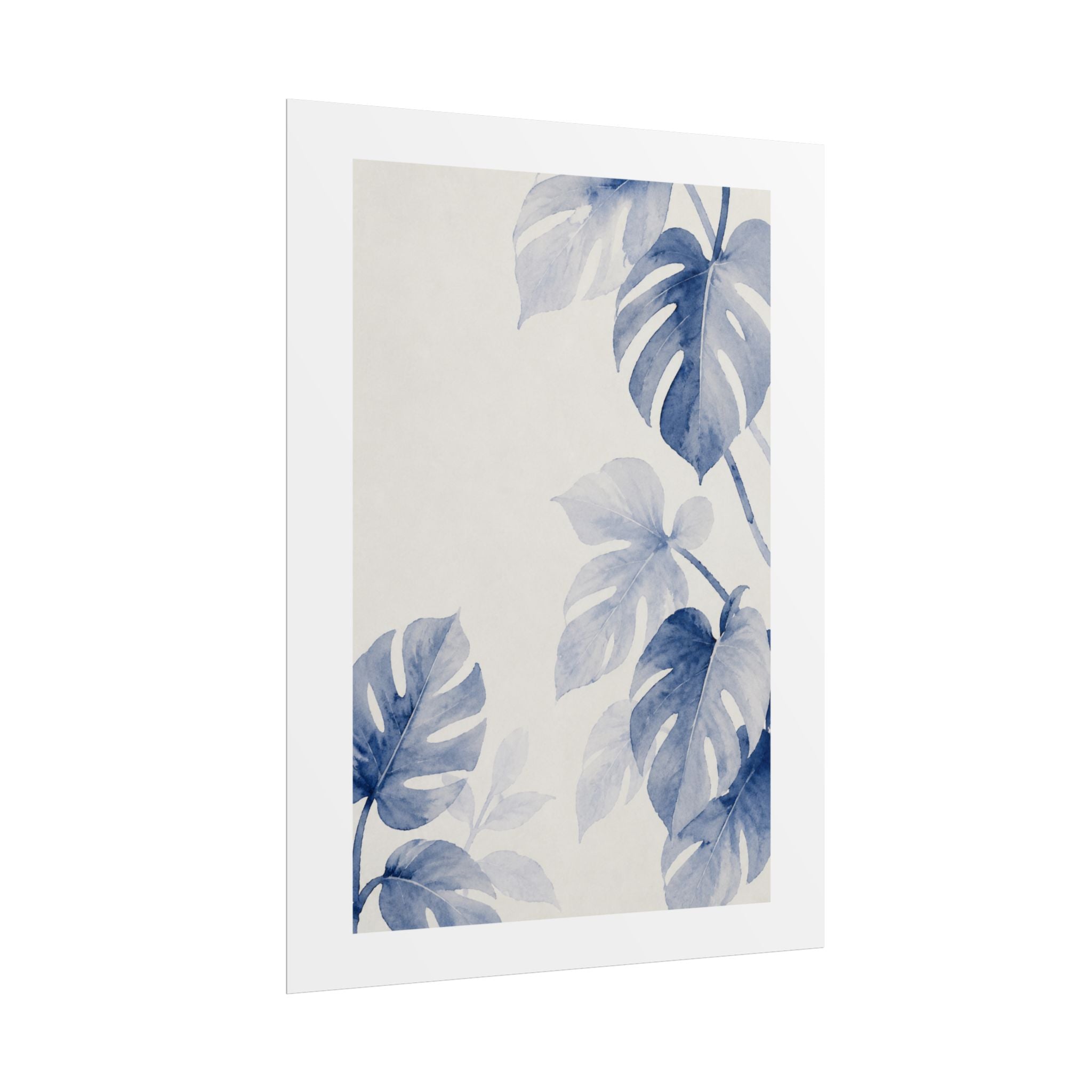 Blue Monstera Watercolor Print