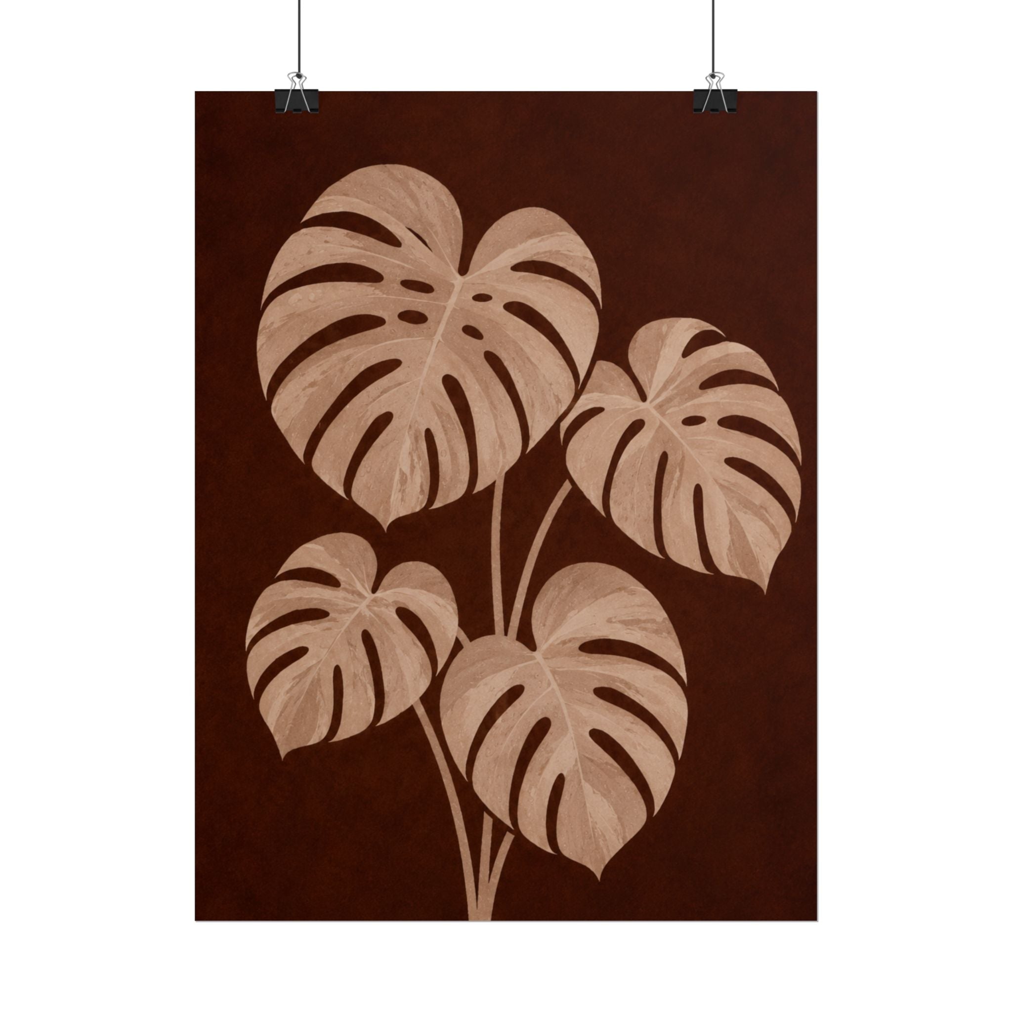 Brown Monstera Print
