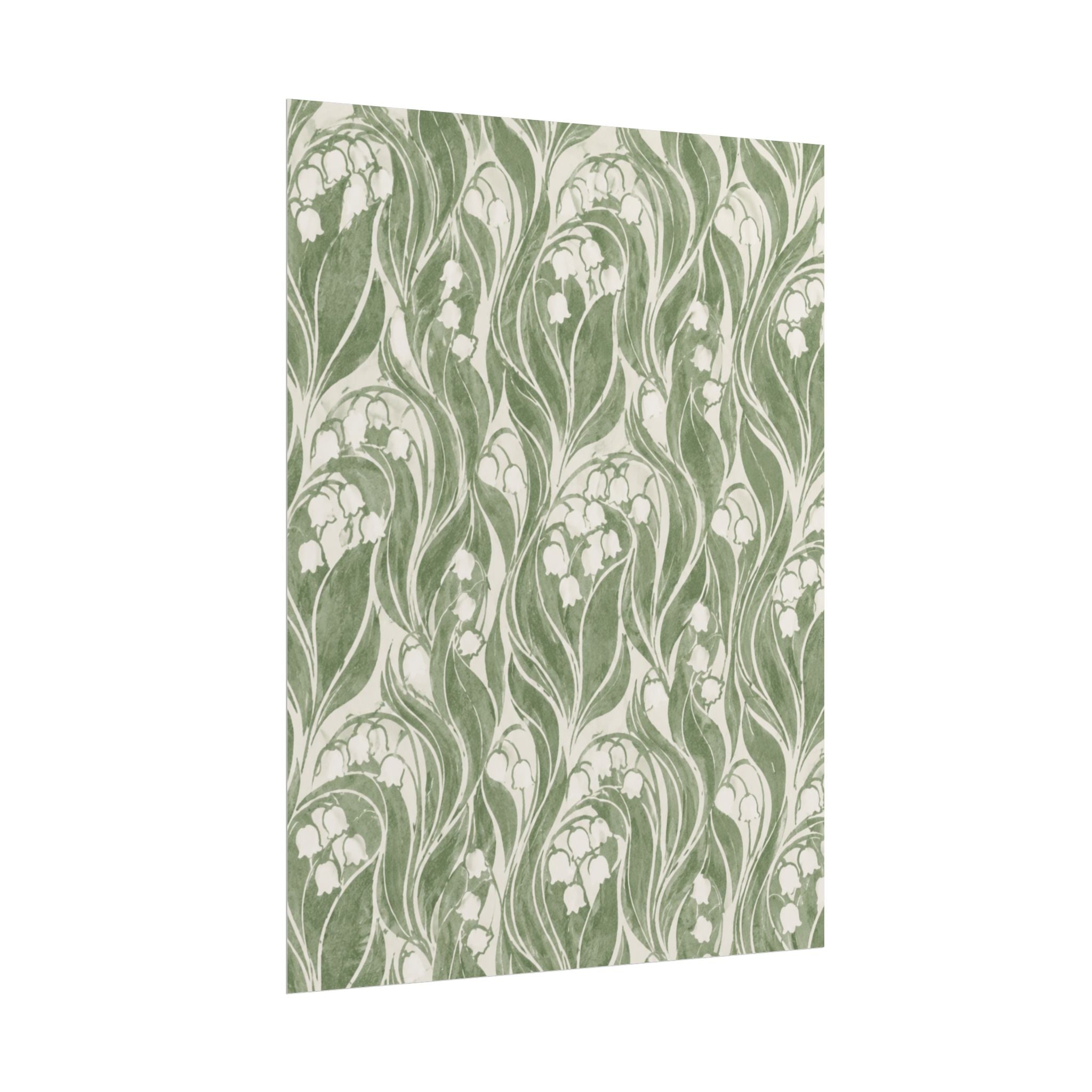 Green Lily Pattern Print