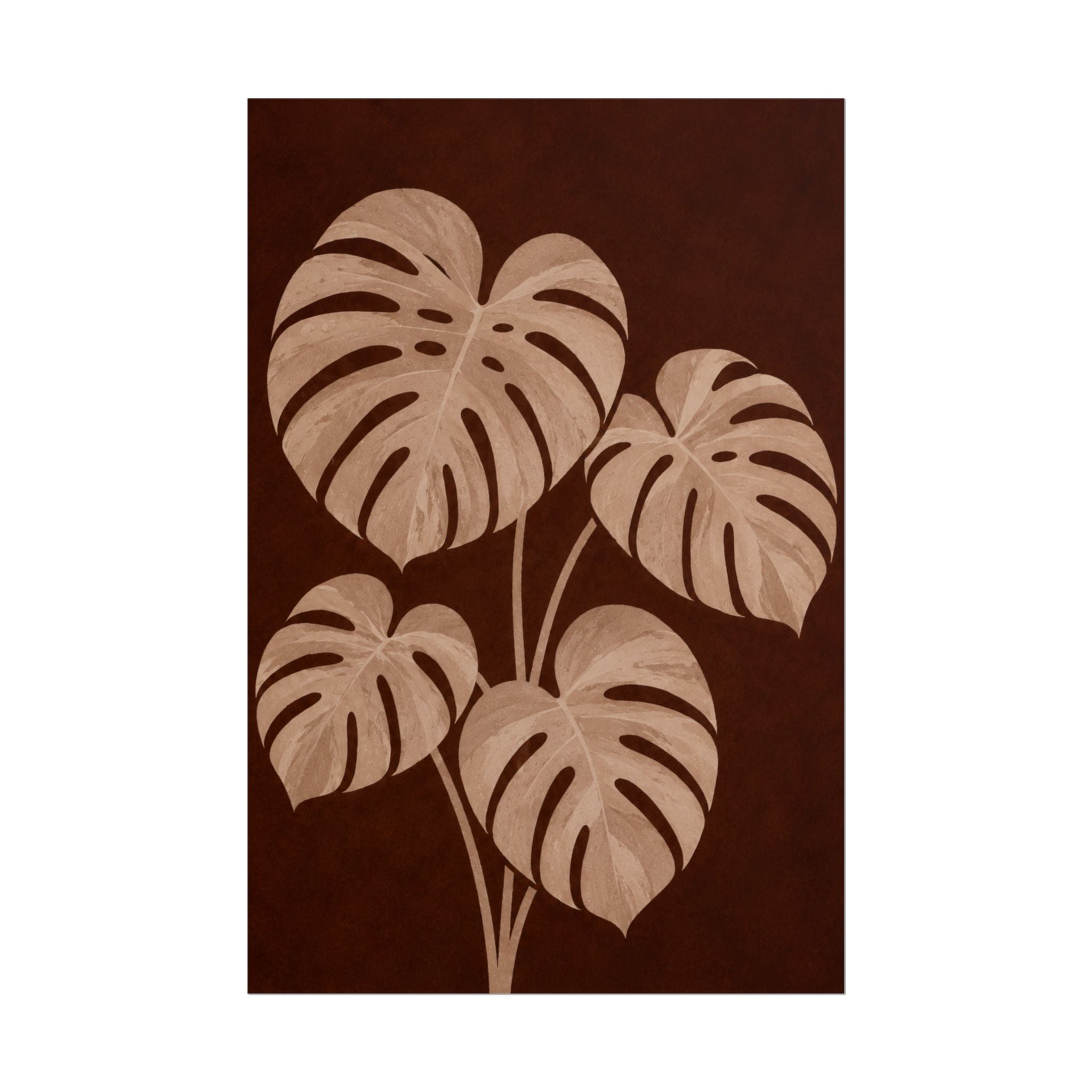 Brown Monstera Print
