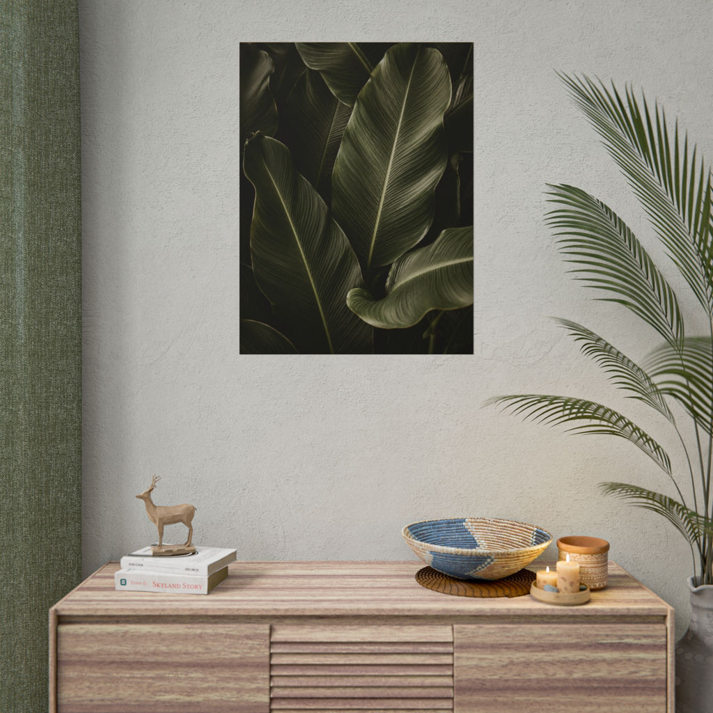 Dark Banana Leaf Print