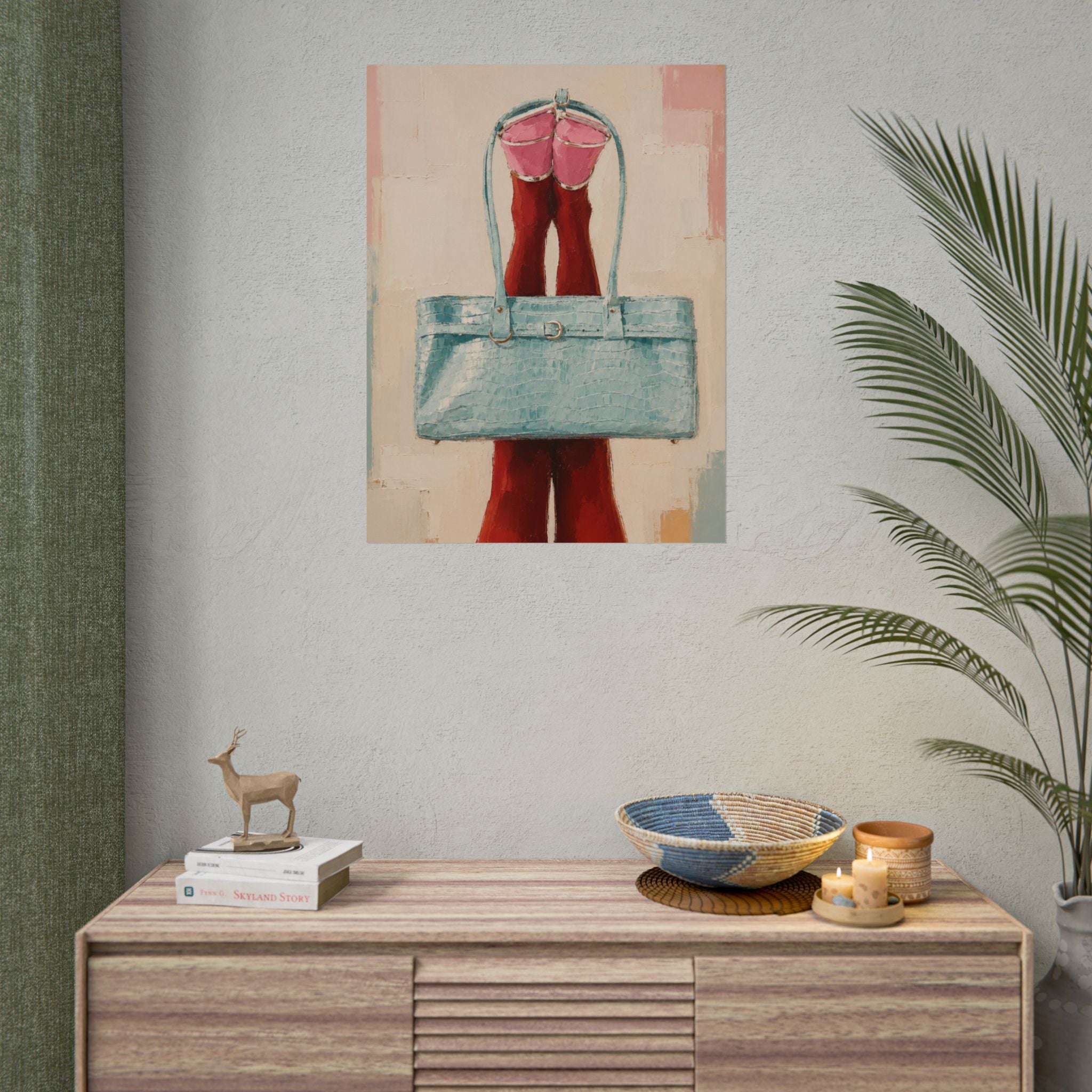 Blue Handbag Print