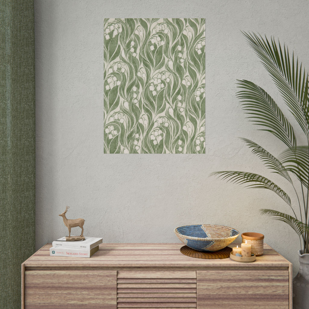 Green Lily Pattern Print