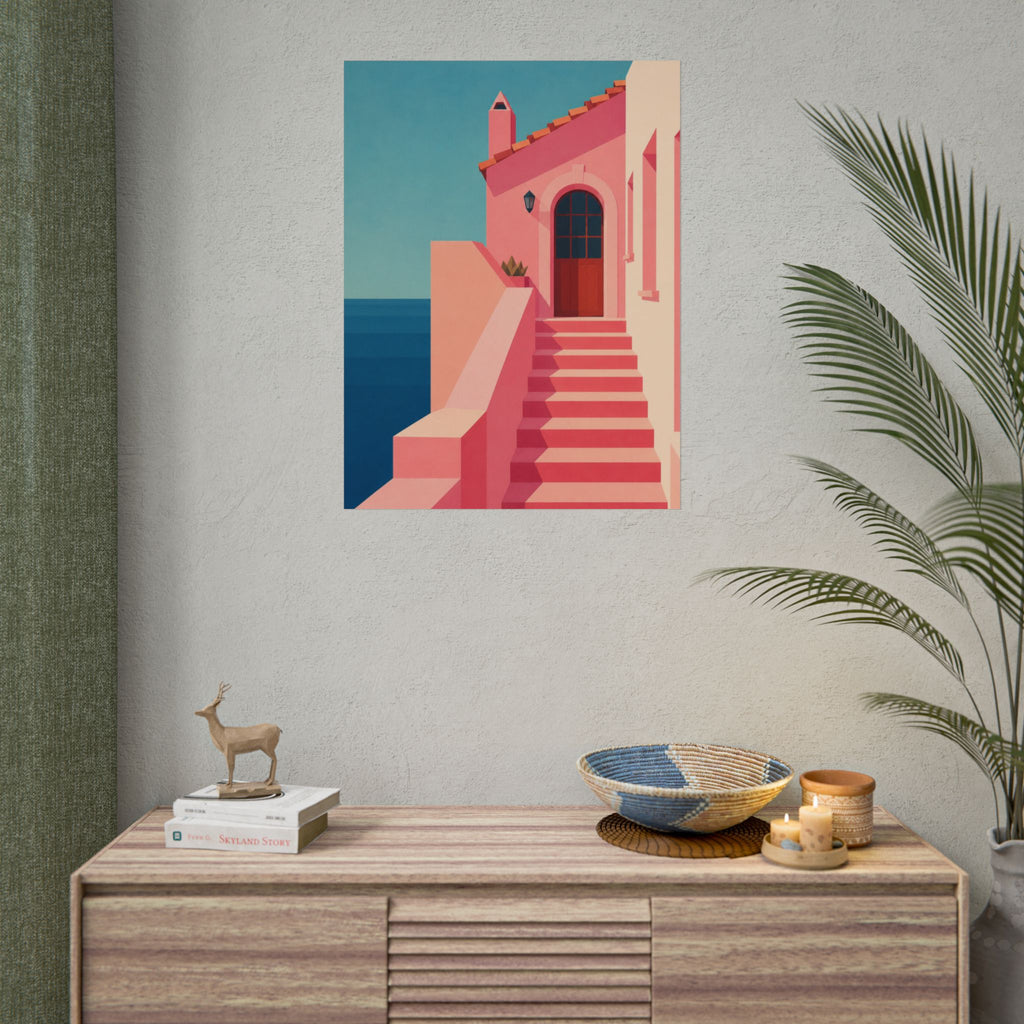 Pink Seaside Stairway Print