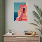 Pink Seaside Stairway Print