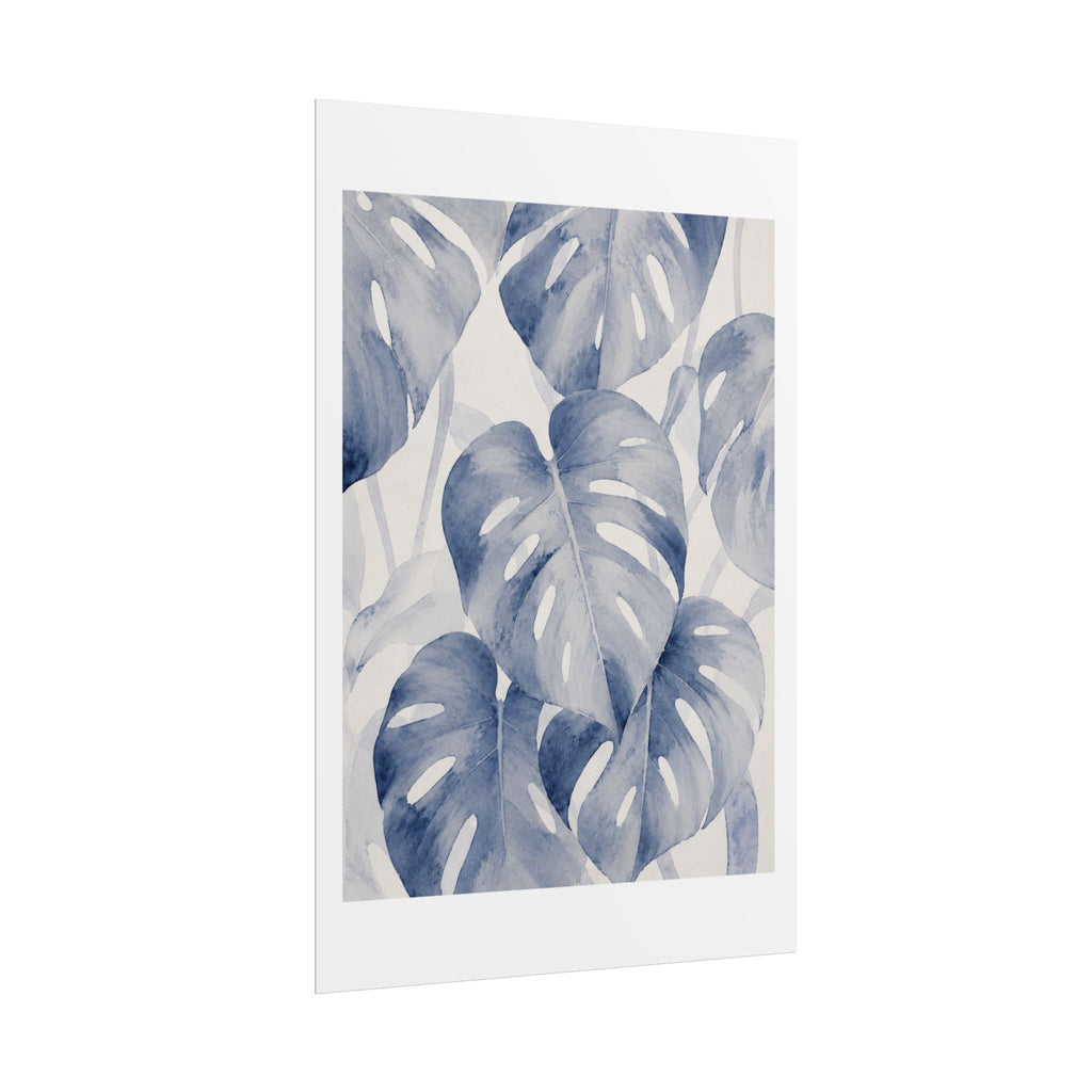 Blue Tropical Leaf Print