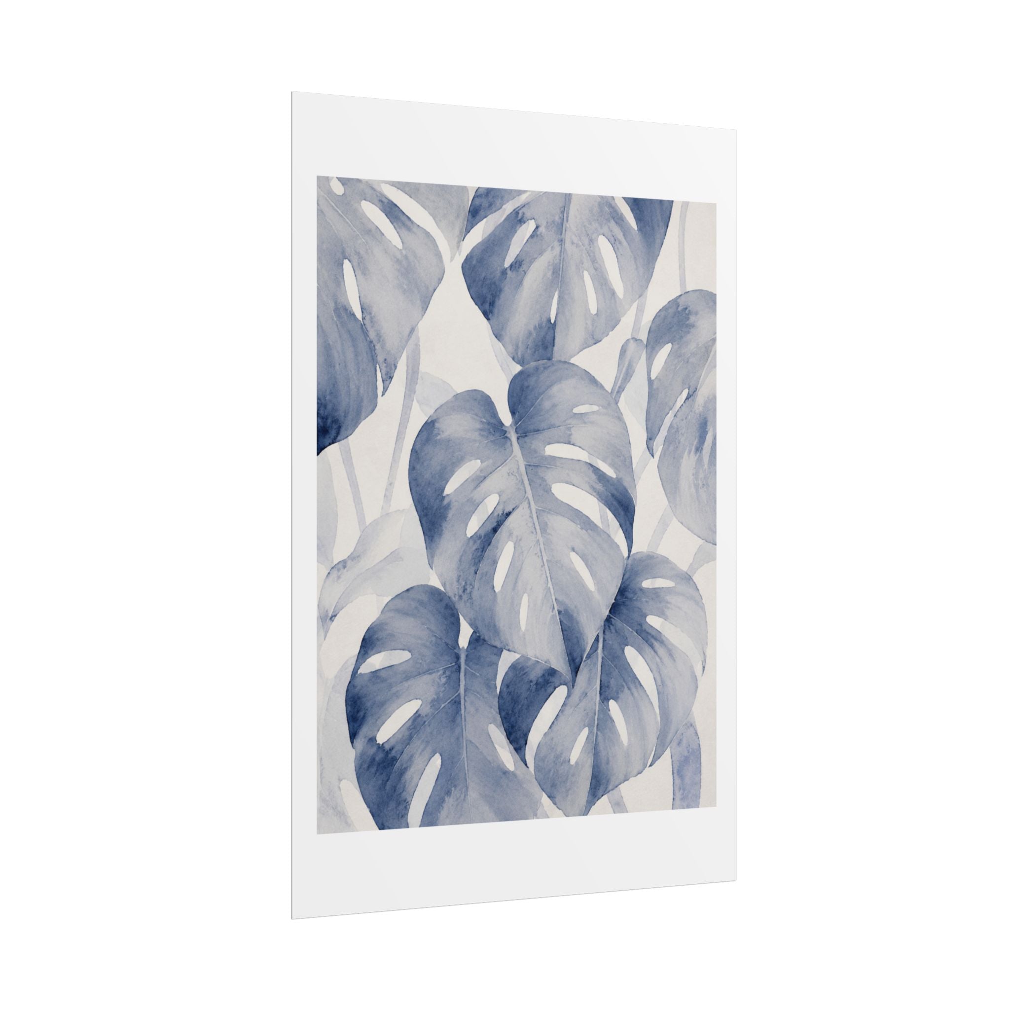 Blue Tropical Leaf Print