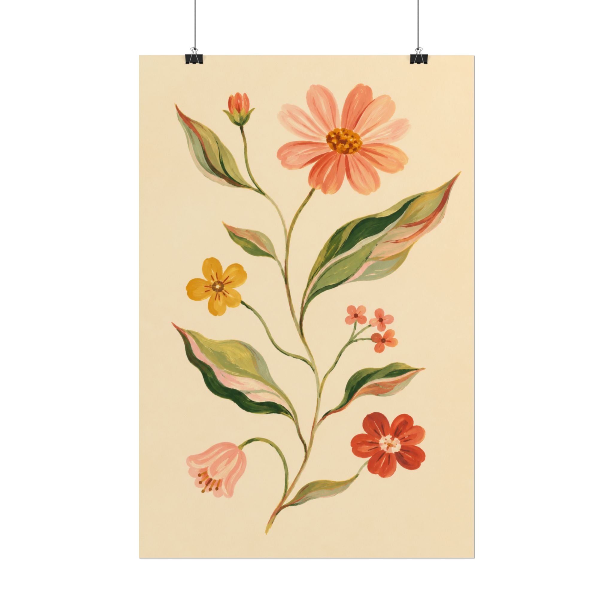 Cream Floral Stem Print