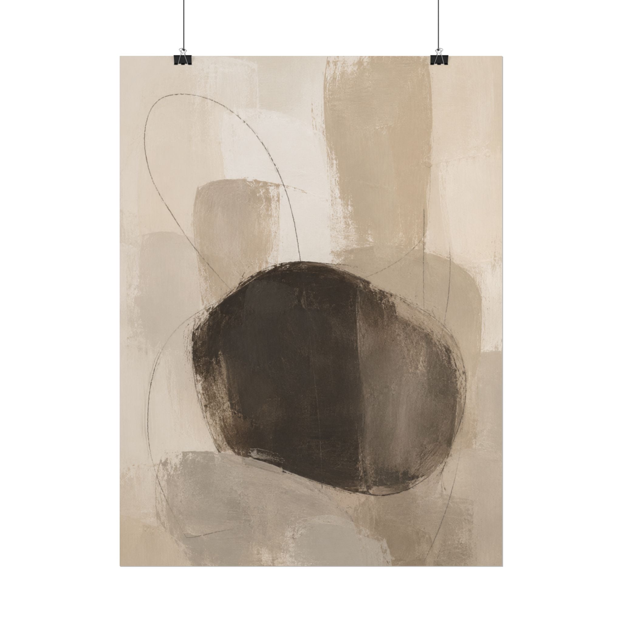 Charcoal Neutral Abstract Print