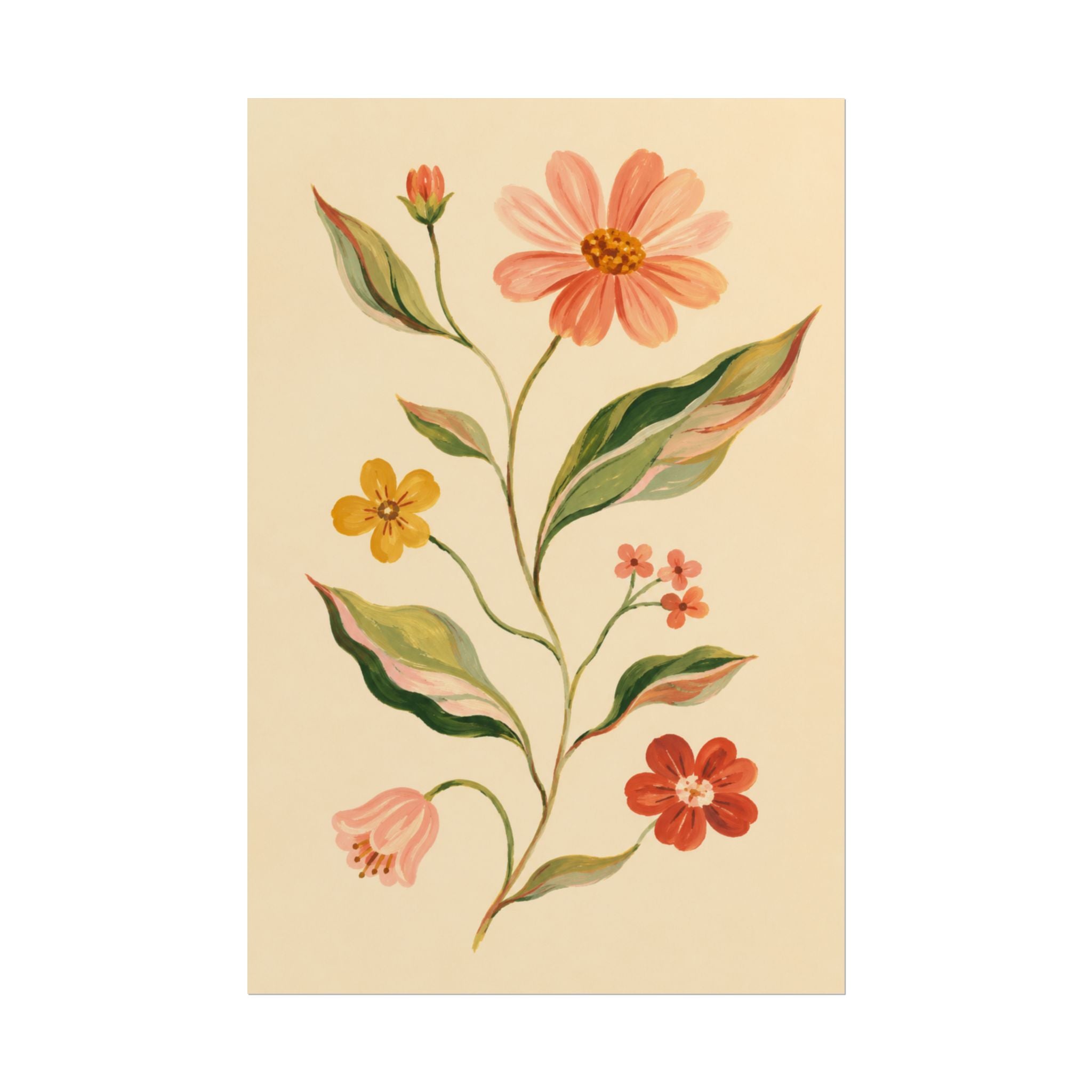 Cream Floral Stem Print