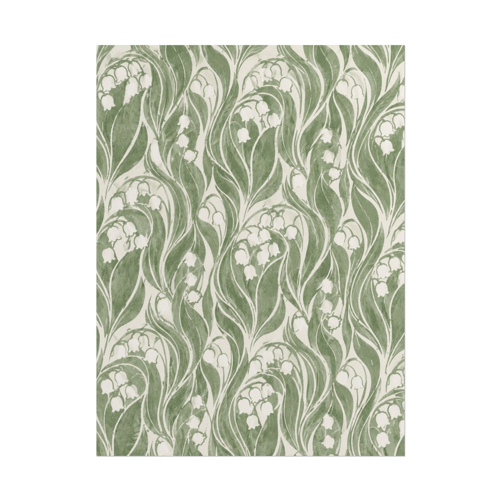 Green Lily Pattern Print