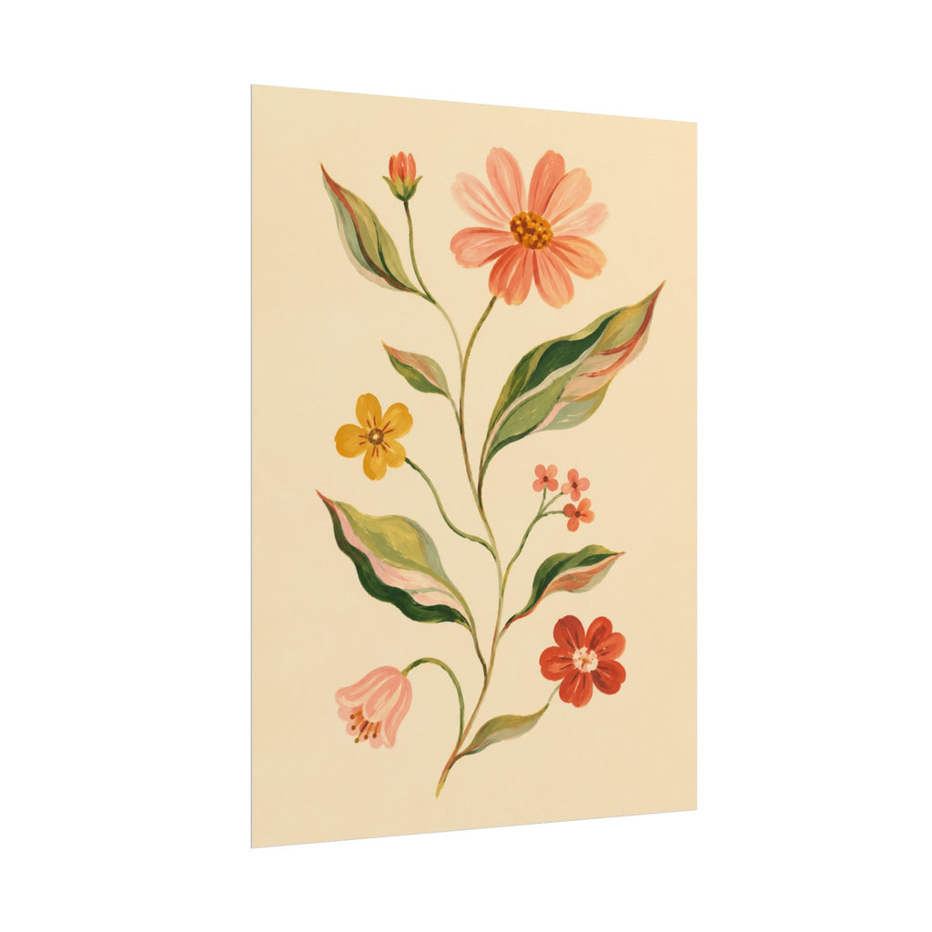 Cream Floral Stem Print