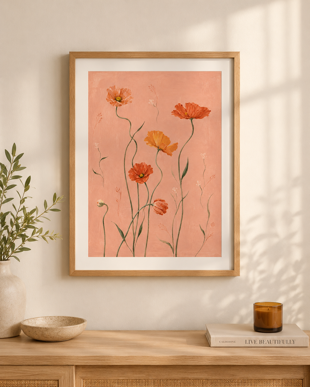 Coral Wildflower Print