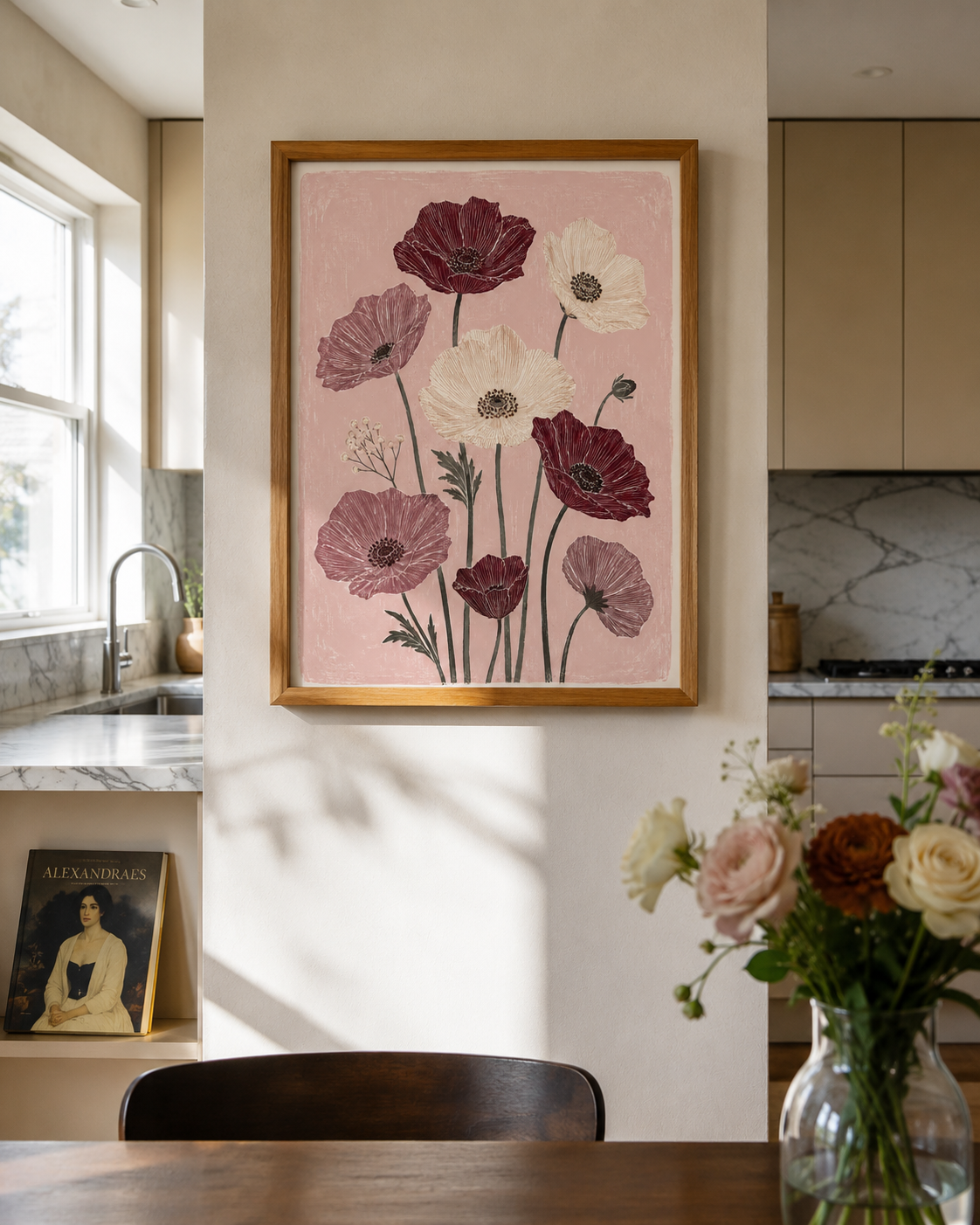 Burgundy Poppy Garden Print