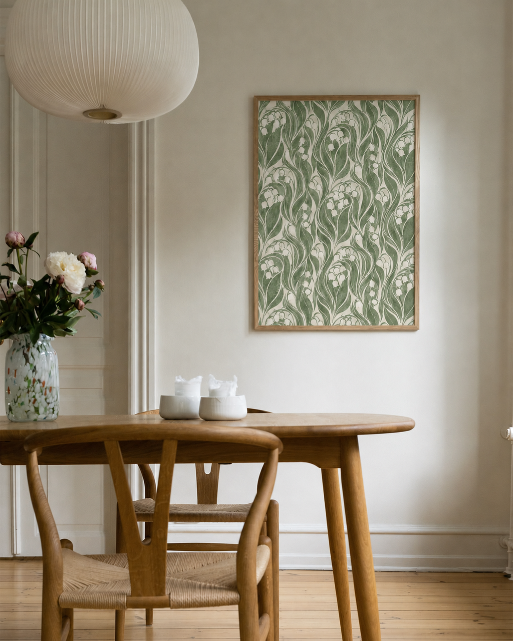 Green Lily Pattern Print