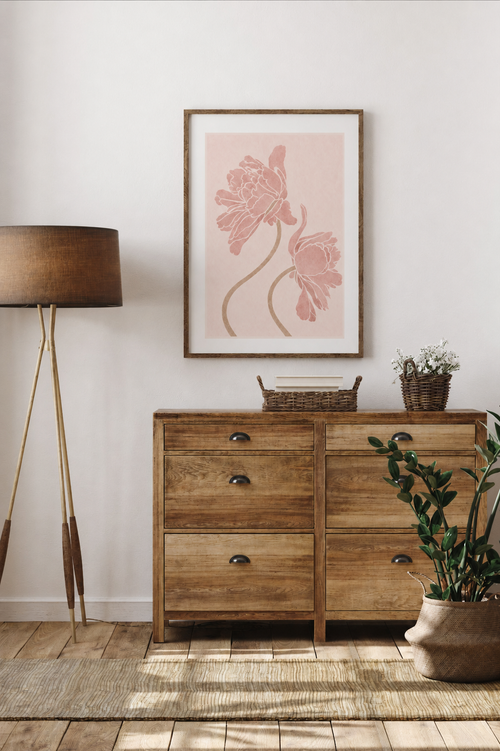 Blush Peony Line Print