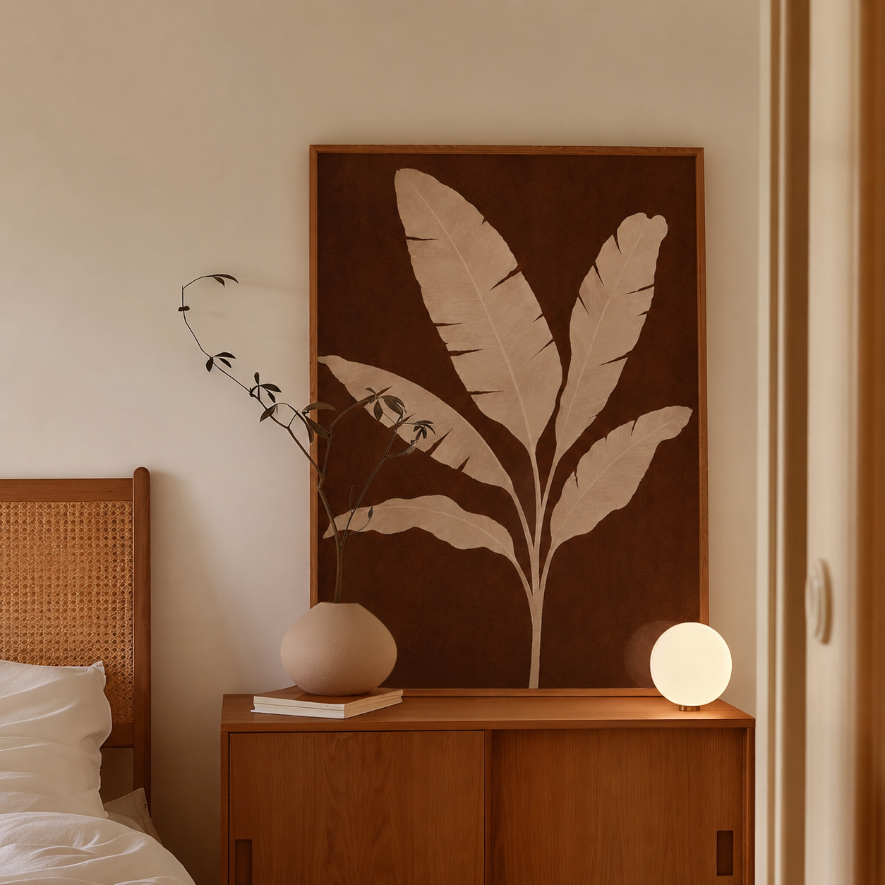 Brown Banana Leaf Print