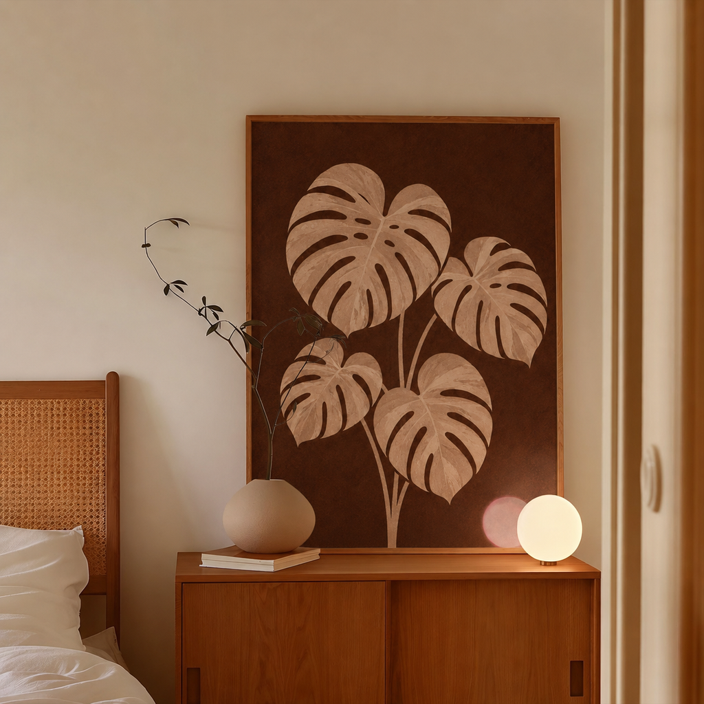 Brown Monstera Print